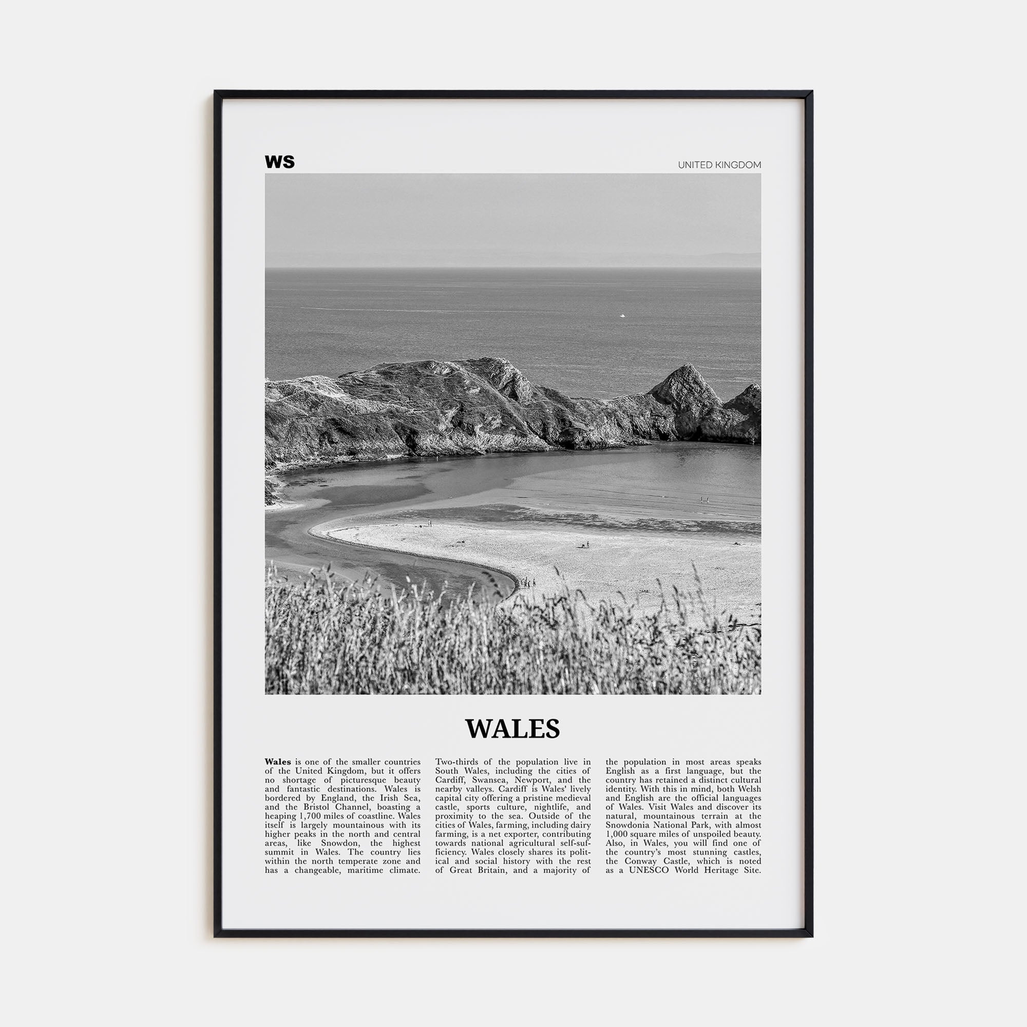 Wales Travel B&W Poster