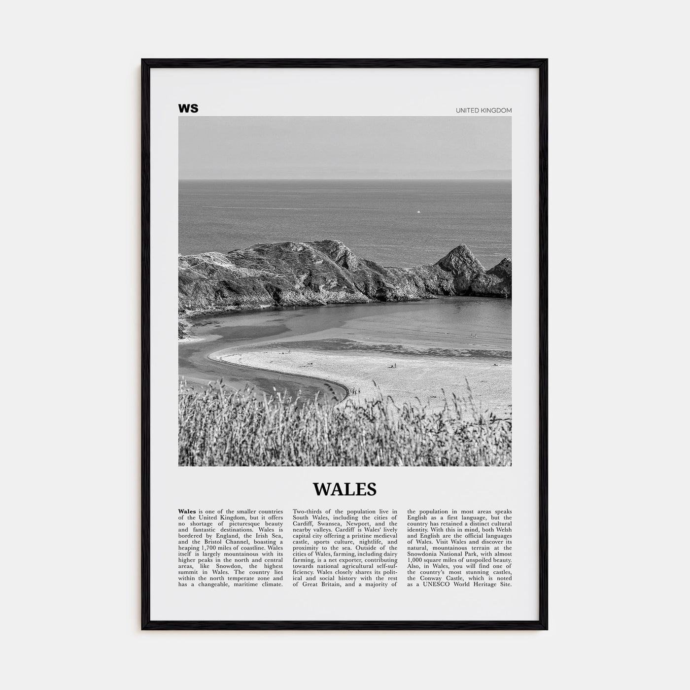 Wales Travel B&W Poster