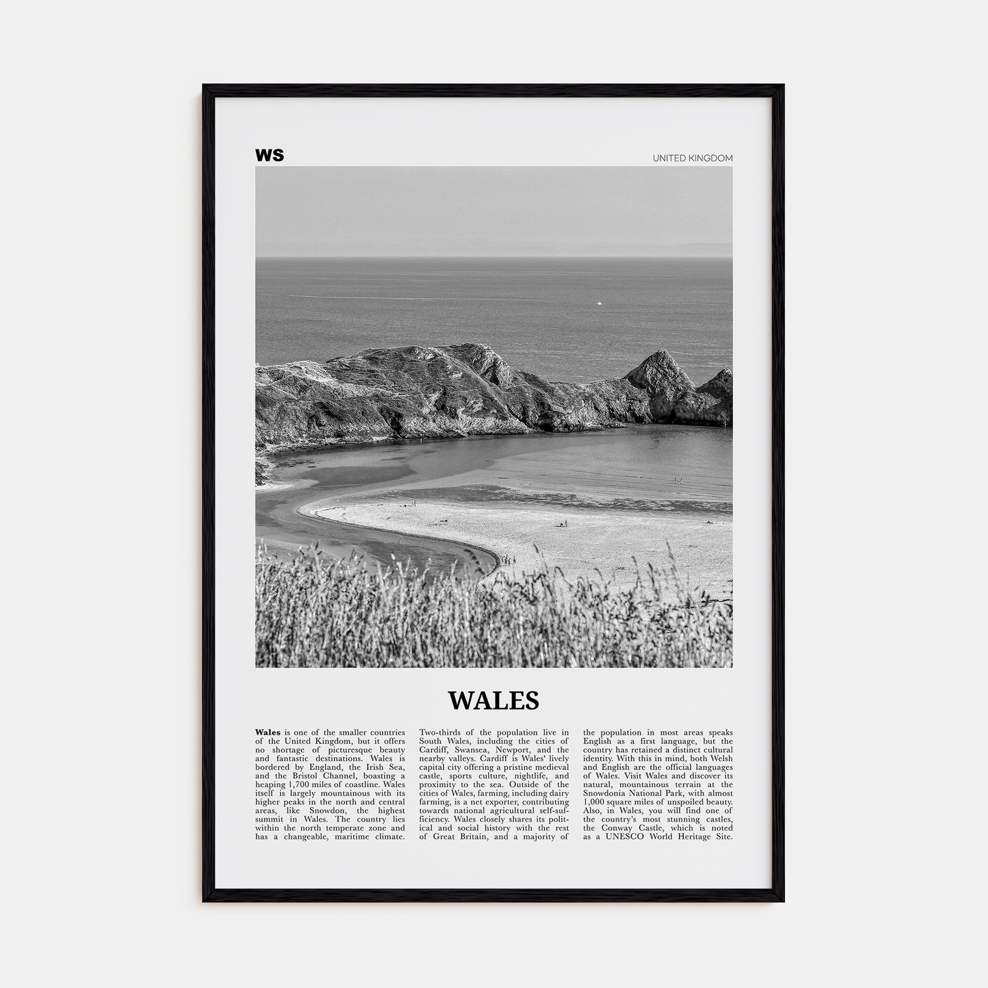 Wales Travel B&W Poster