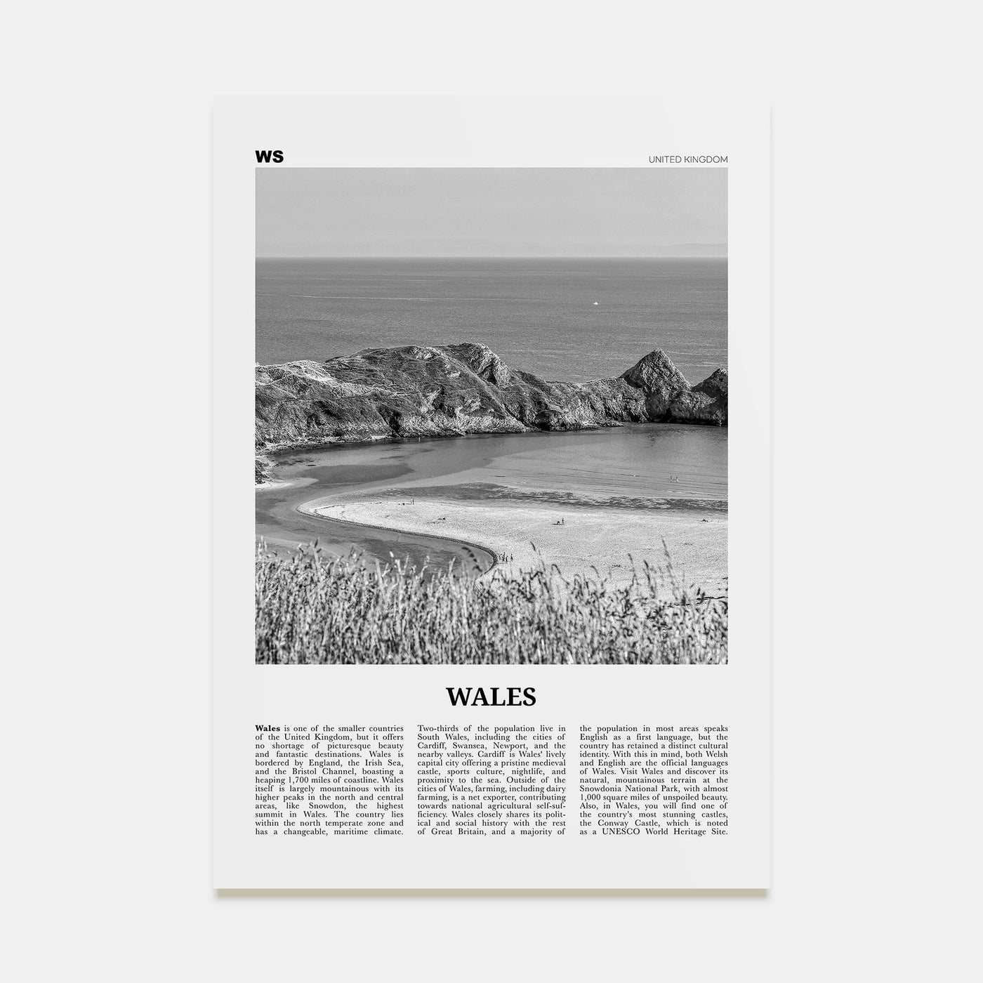 Wales Travel B&W Poster