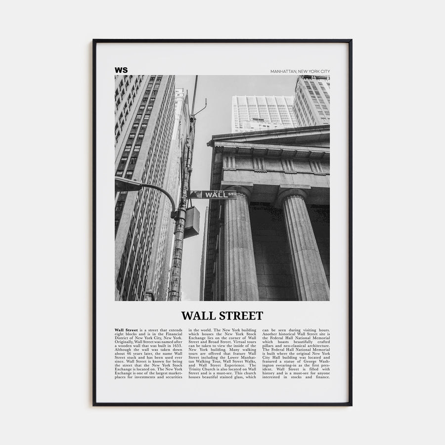 Wall Street Travel B&W Poster