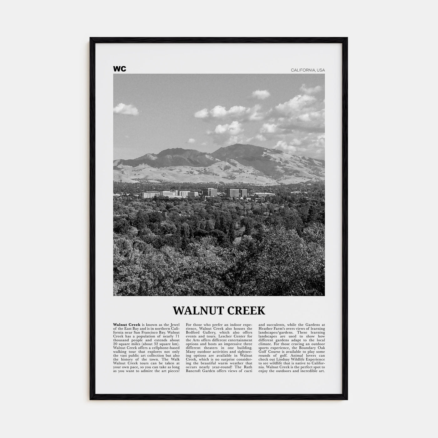 Walnut Creek Travel B&W Poster