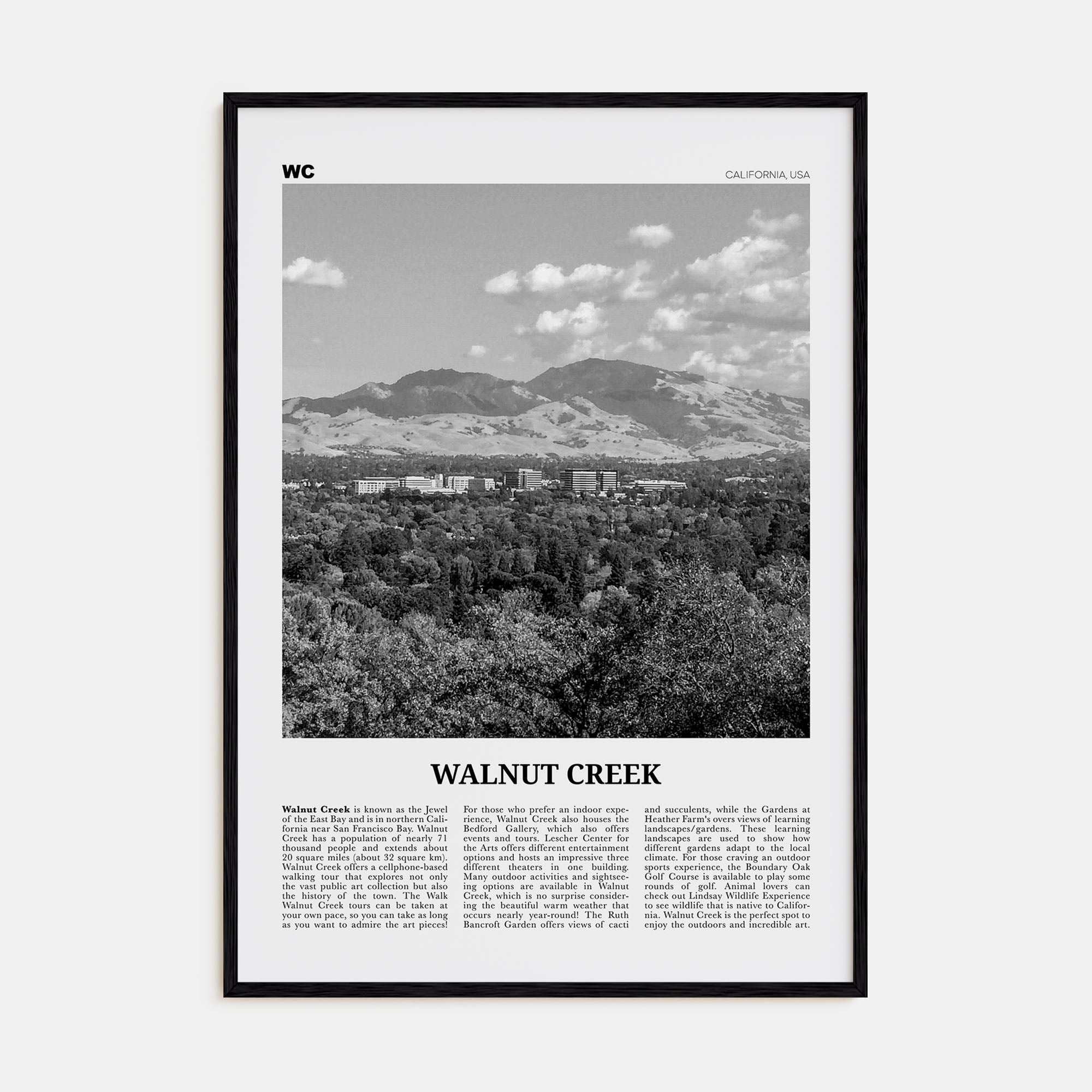 Walnut Creek Travel B&W Poster