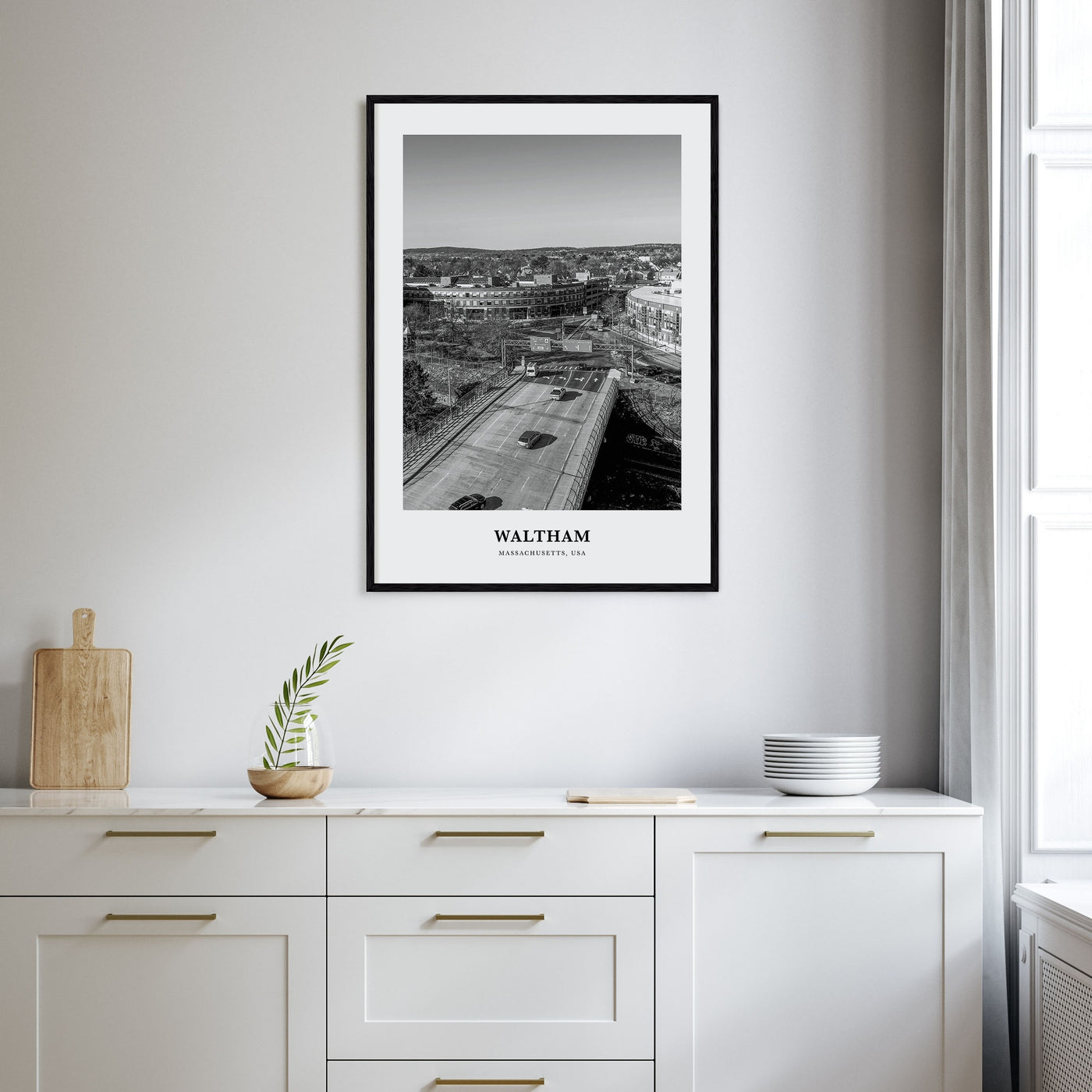 Waltham Portrait B&W Poster