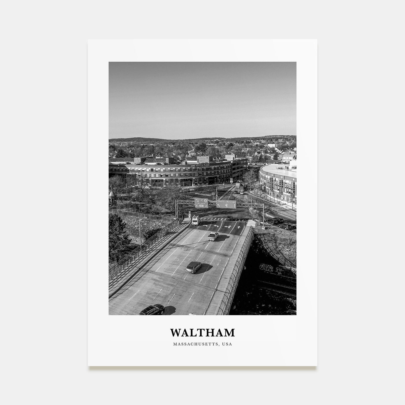Waltham Portrait B&W Poster