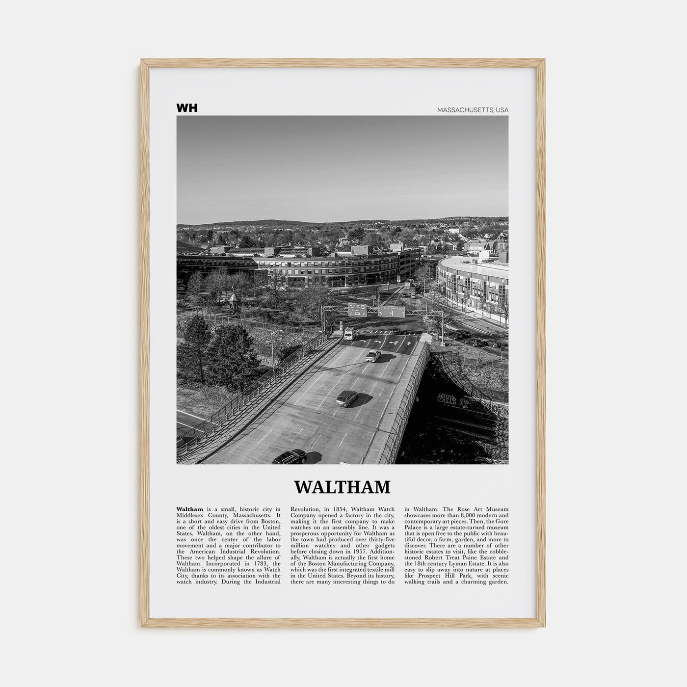 Waltham Travel B&W Poster