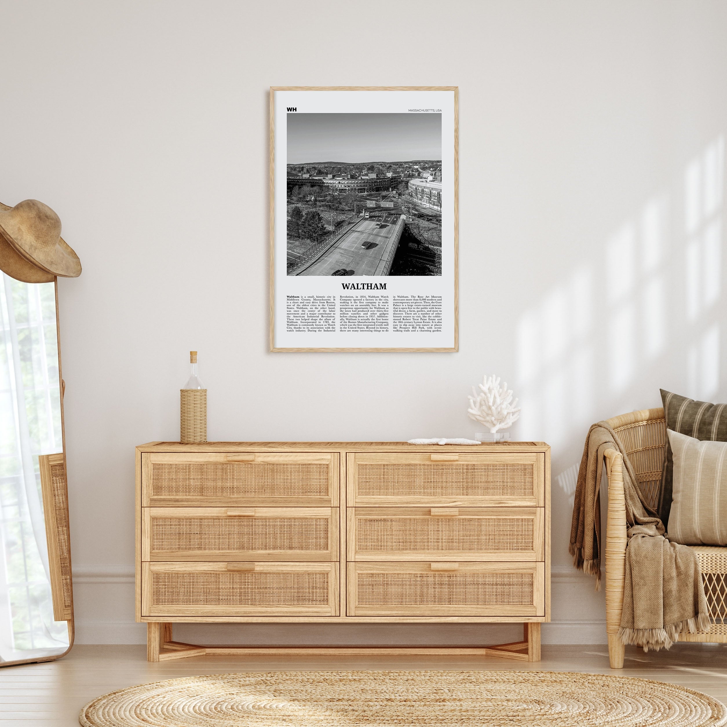 Waltham Travel B&W Poster