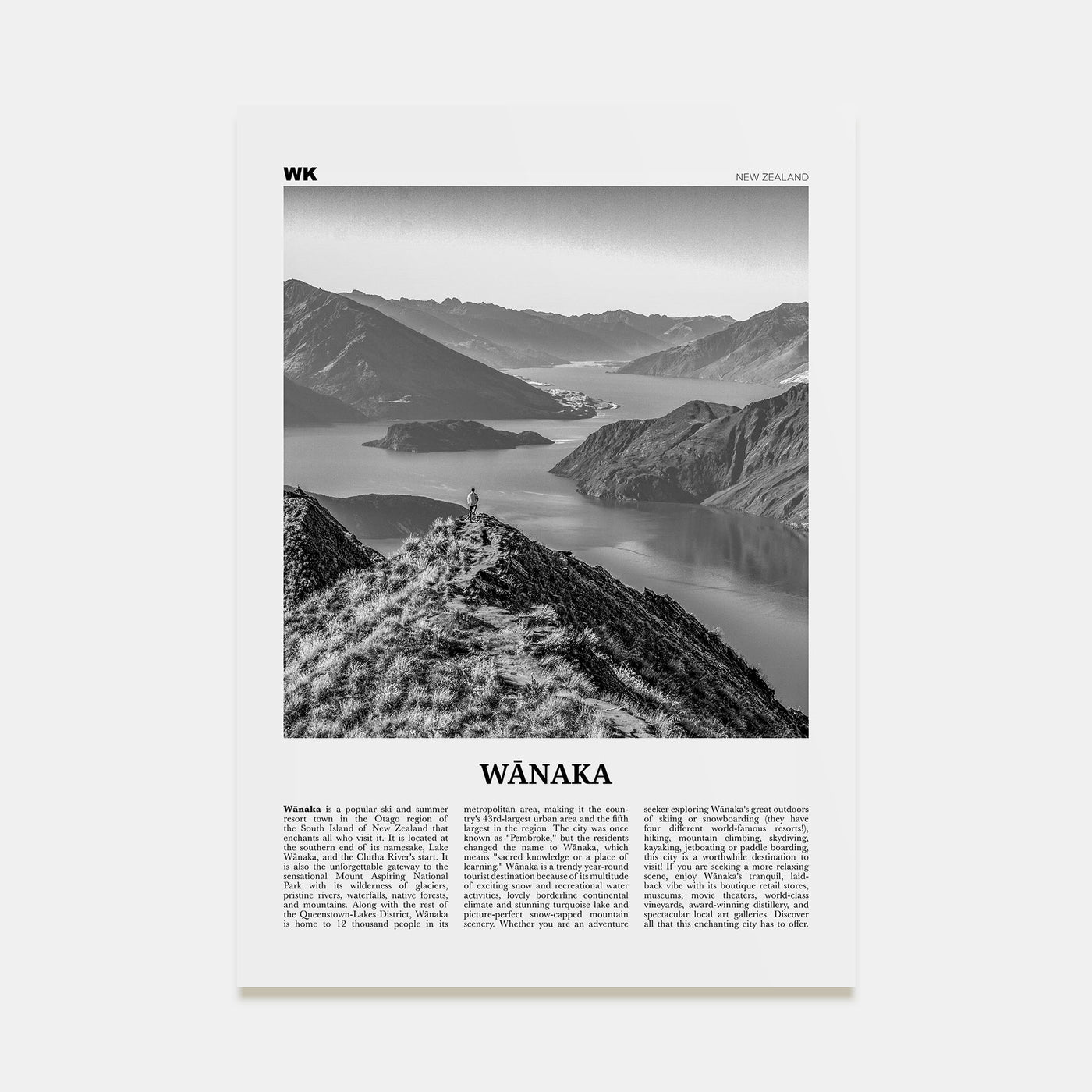 Wānaka Travel B&W Poster