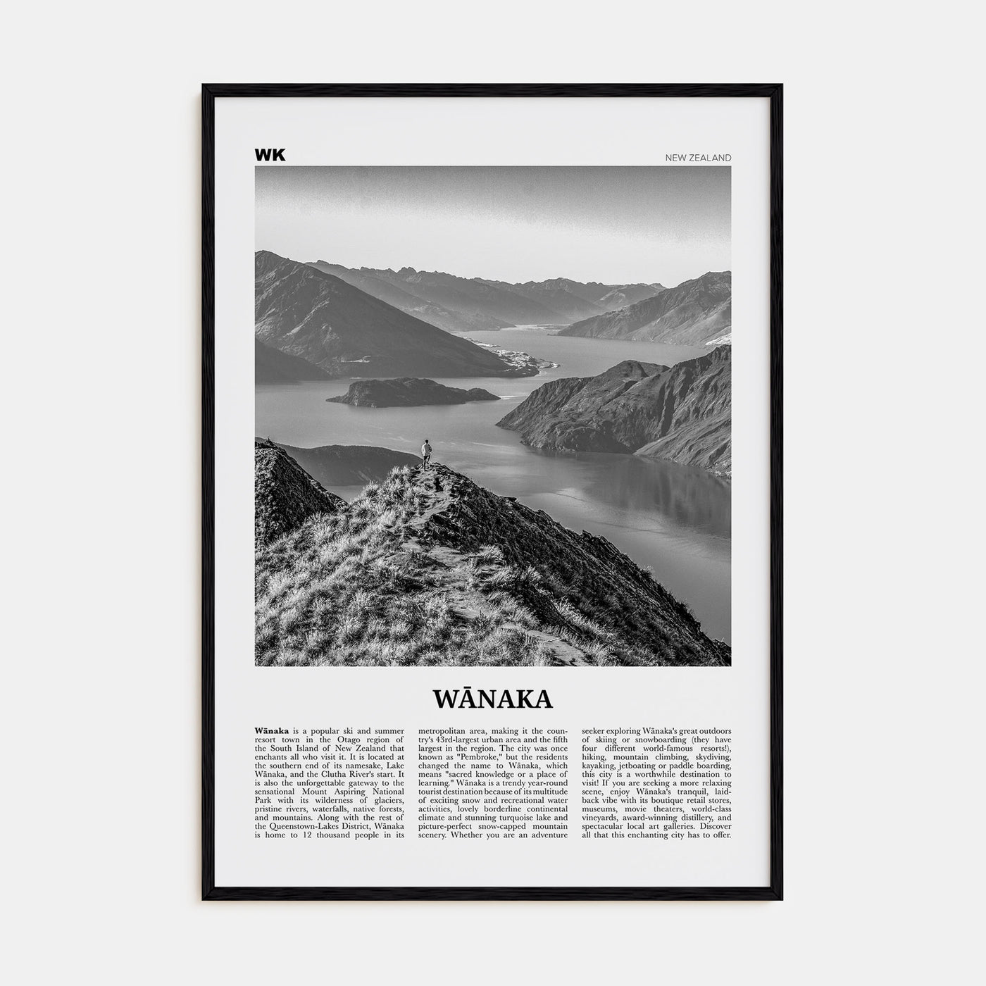 Wānaka Travel B&W Poster