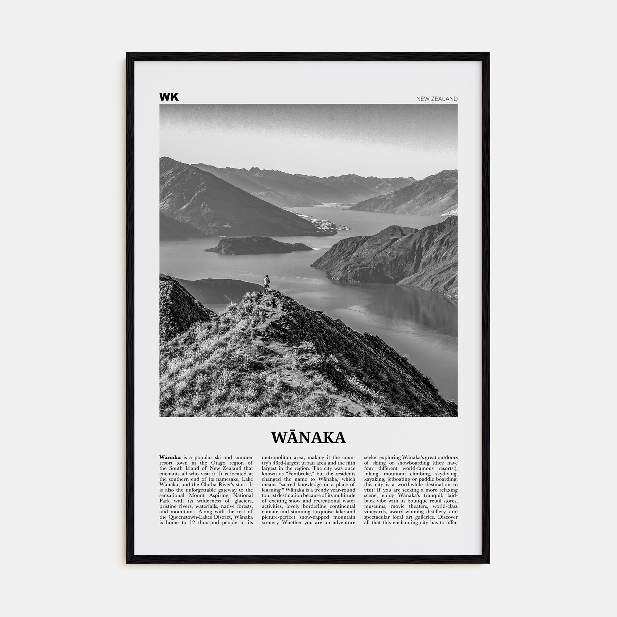 Wānaka Travel B&W Poster