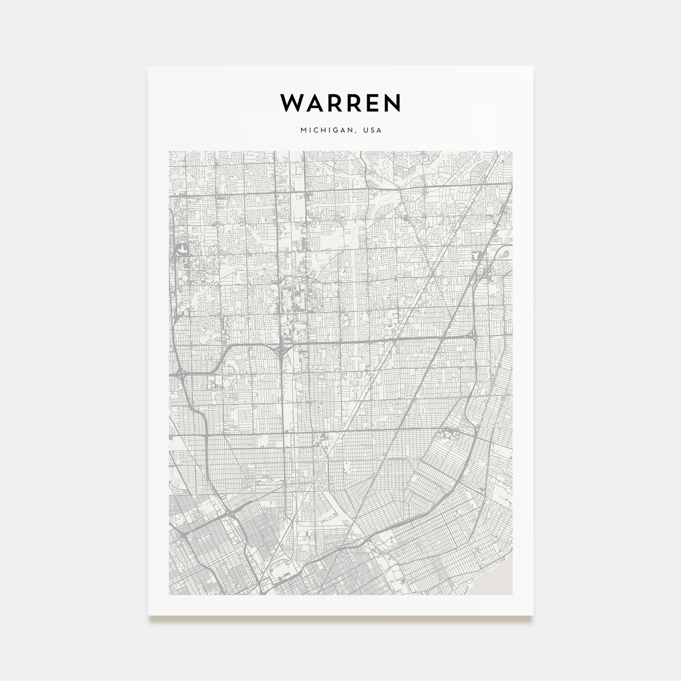 Warren Map Portrait Poster