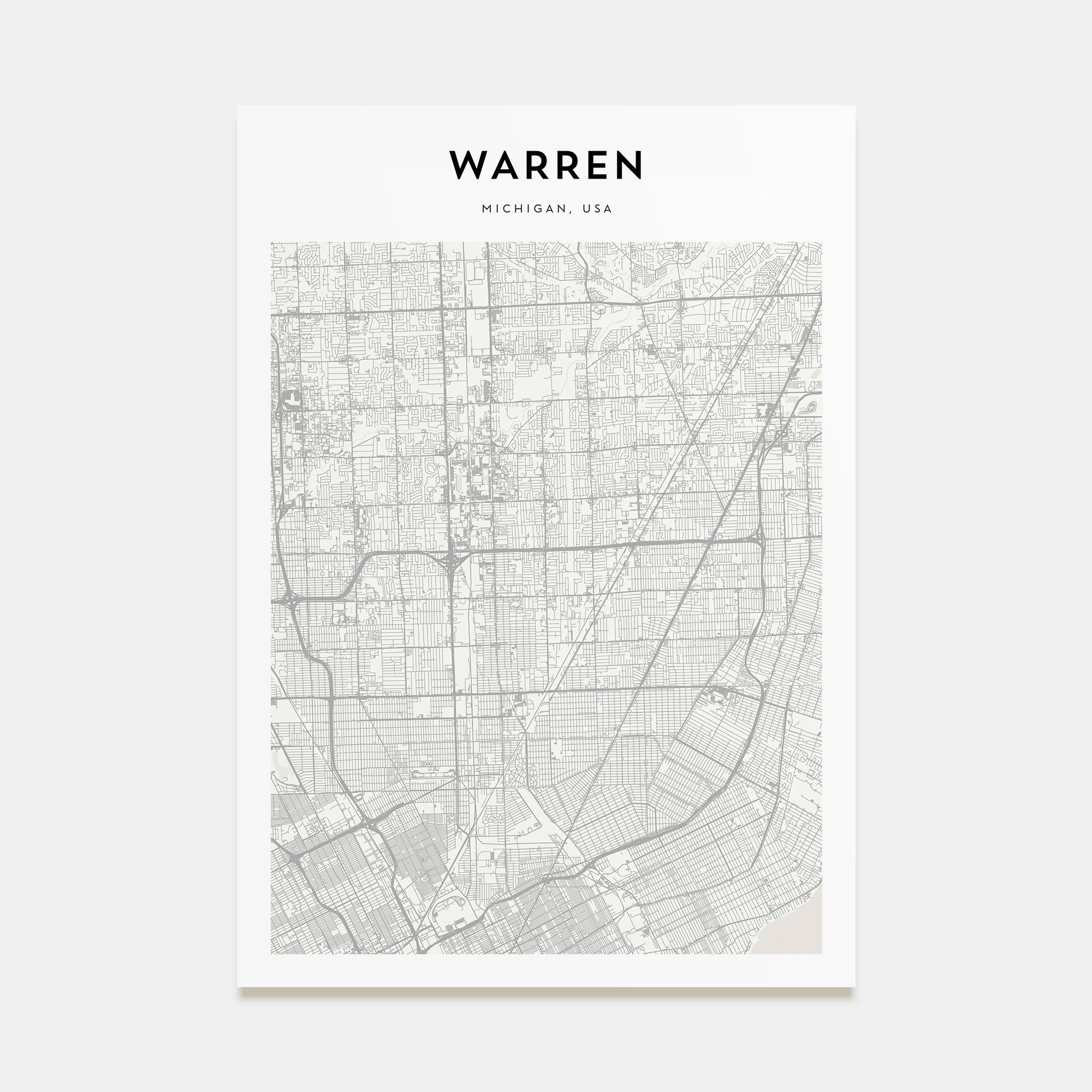 Warren Map Portrait Poster