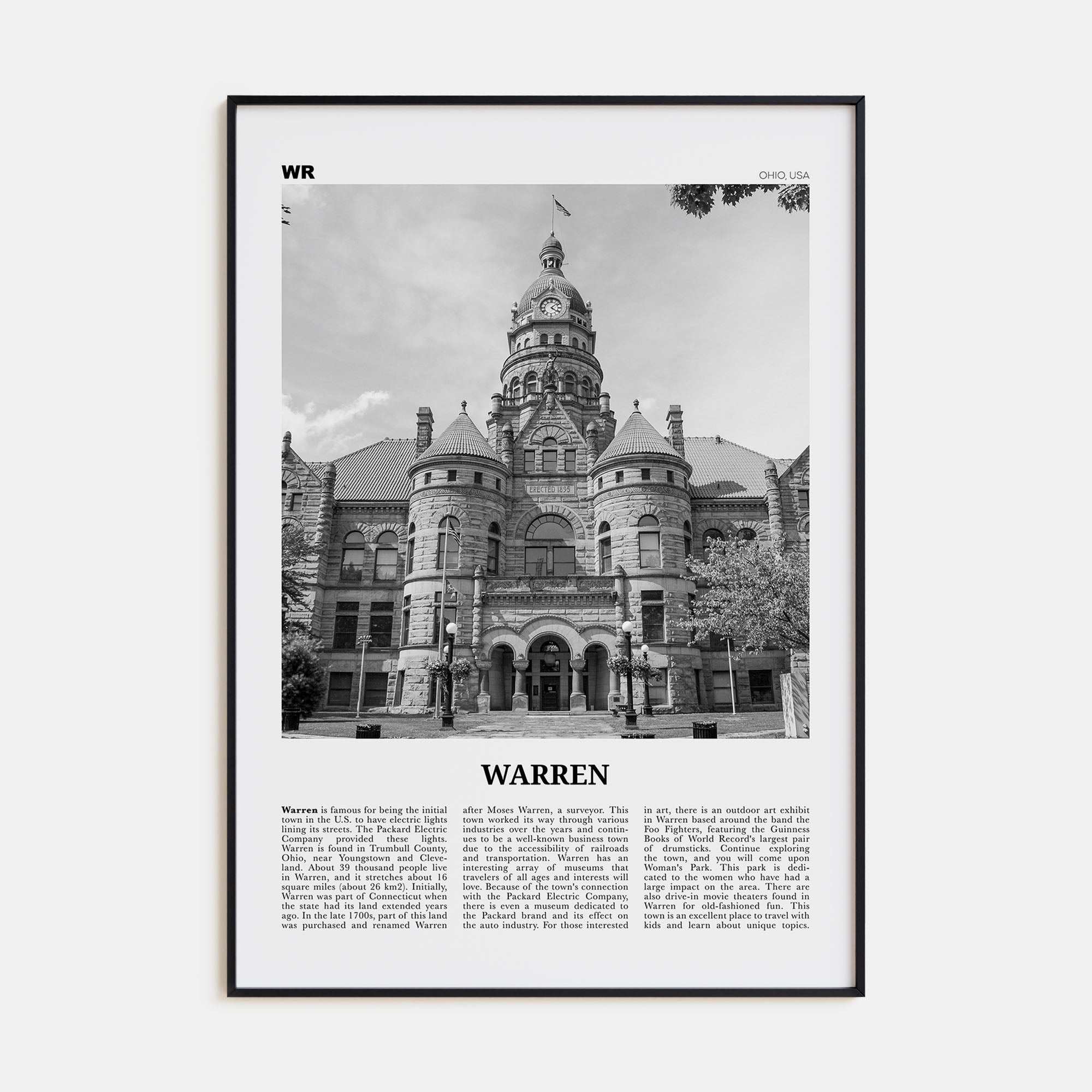 Warren Travel B&W Poster