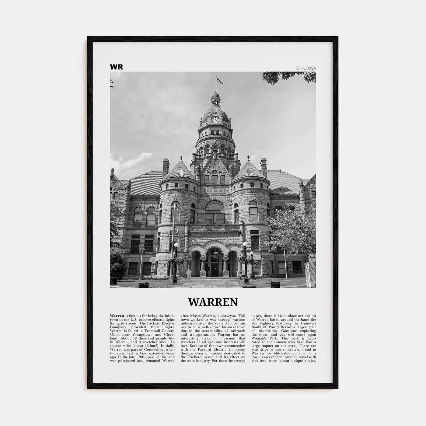 Warren Travel B&W Poster