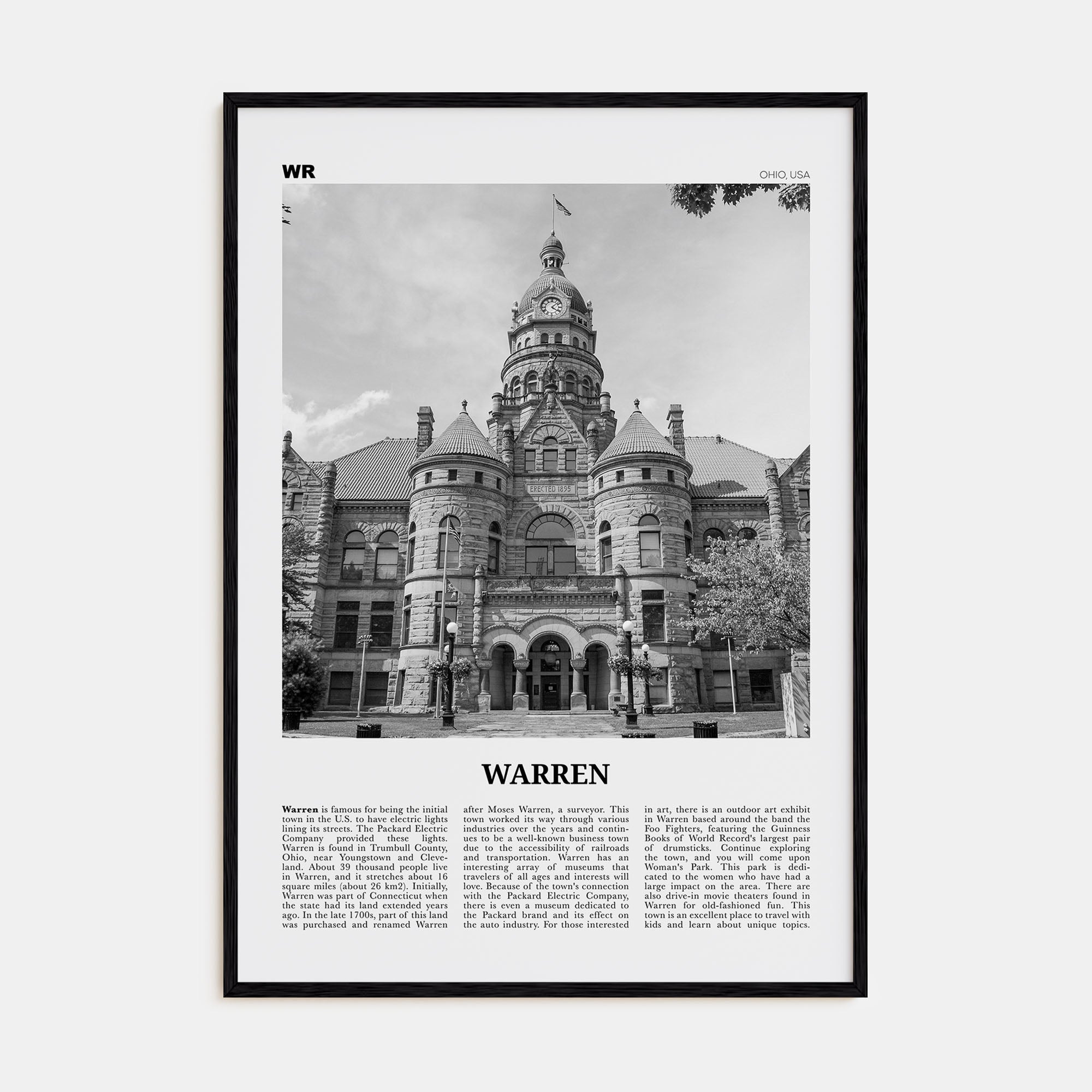 Warren Travel B&W Poster