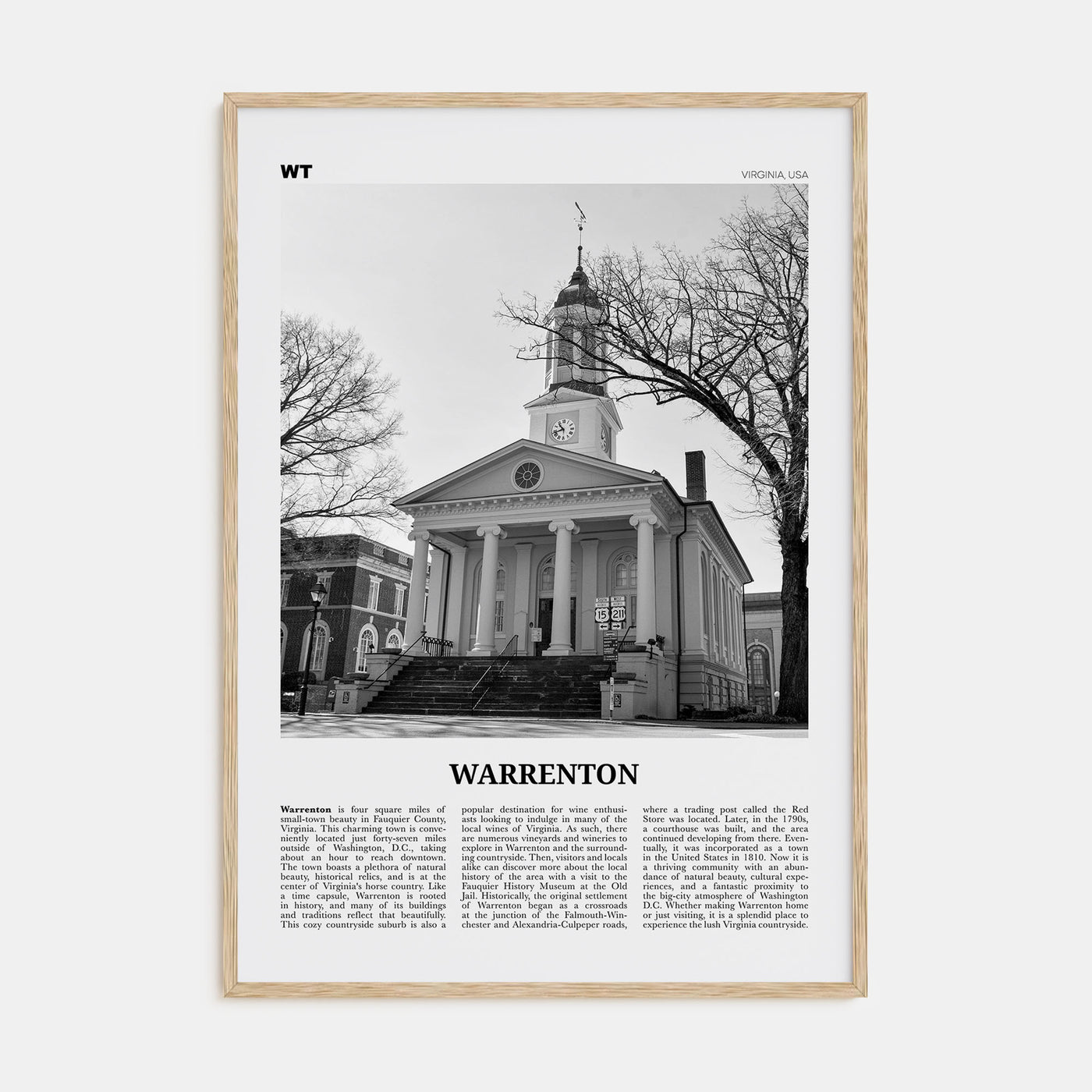 Warrenton Travel B&W Poster