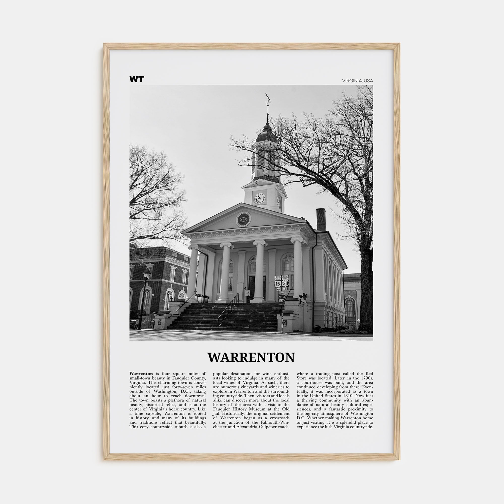 Warrenton Travel B&W Poster