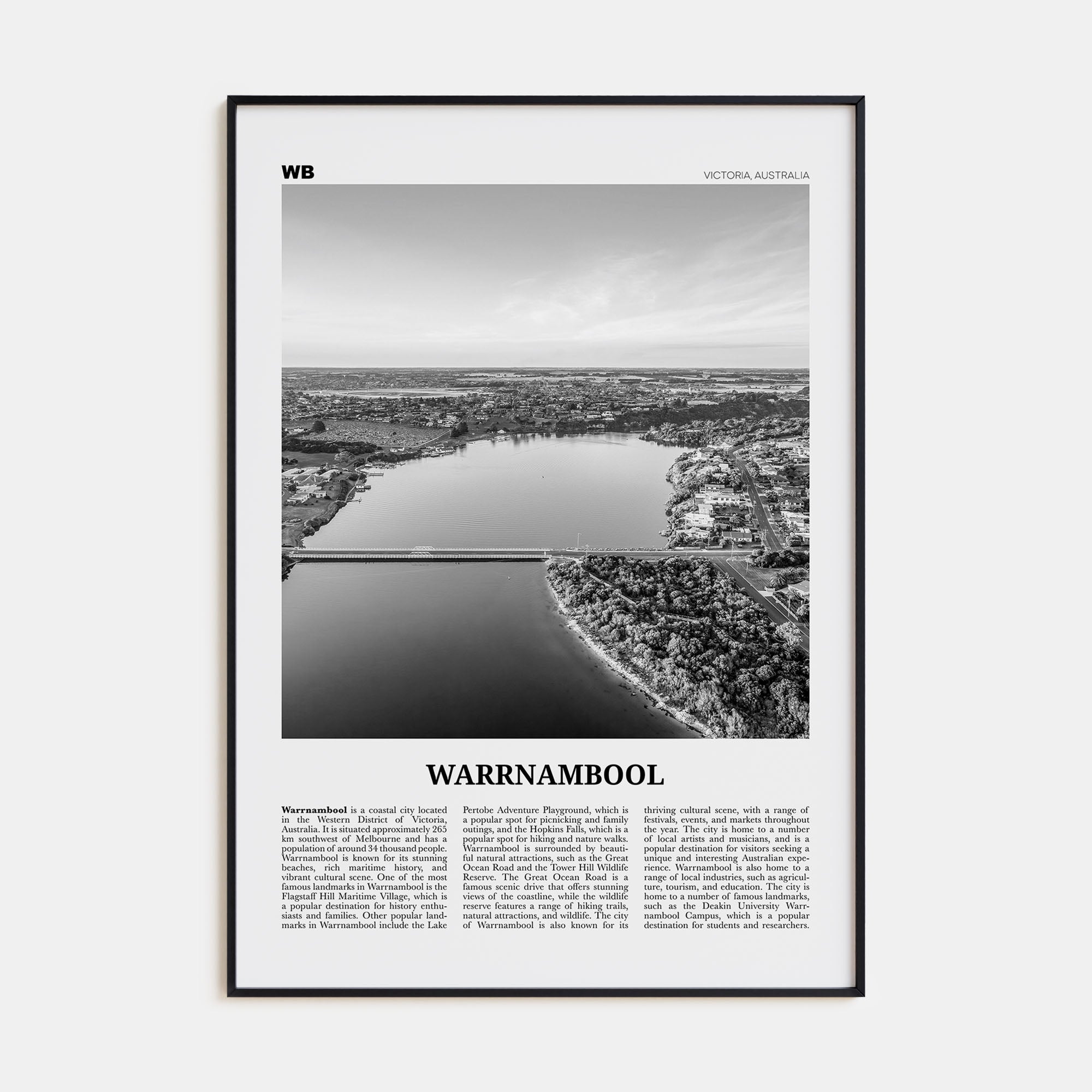 Warrnambool Travel B&W Poster