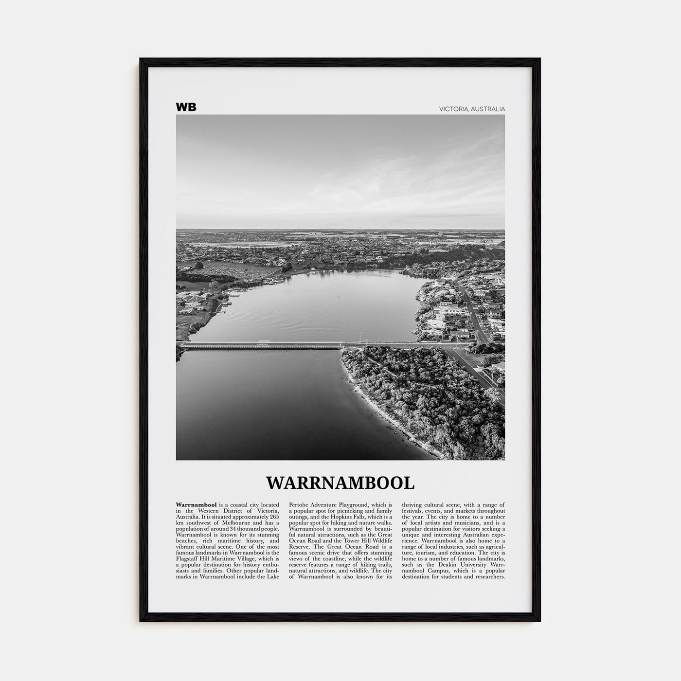Warrnambool Travel B&W Poster