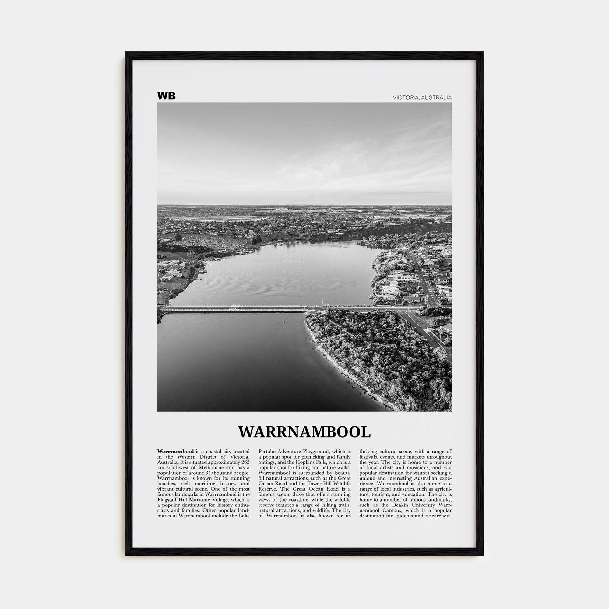 Warrnambool Travel B&W Poster