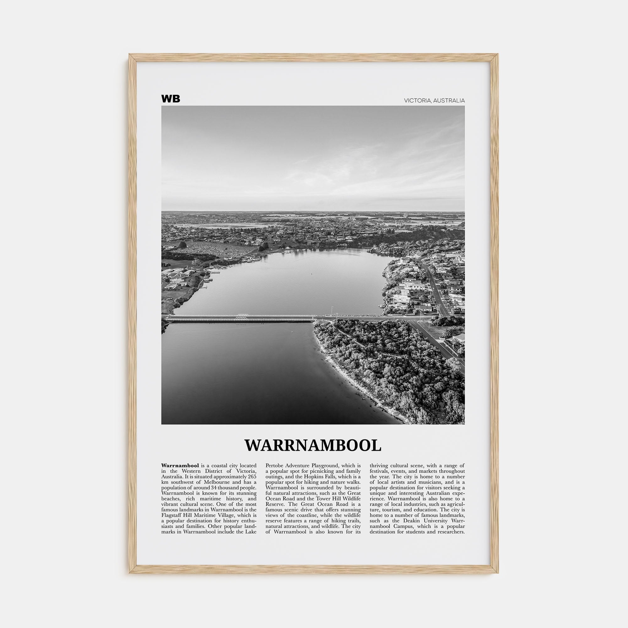 Warrnambool Travel B&W Poster