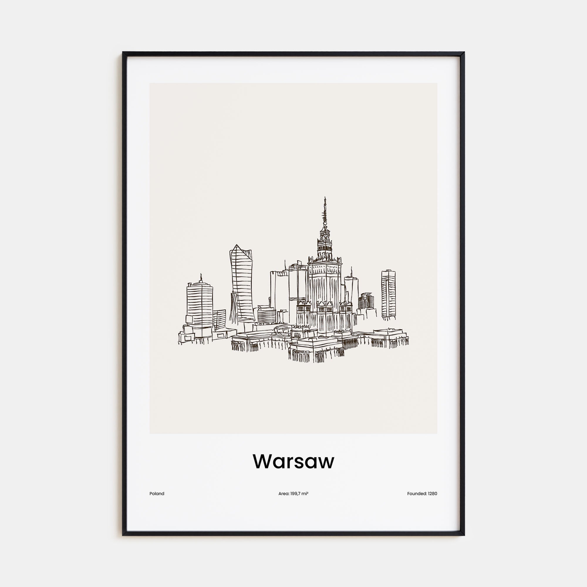 Warsaw Drawn Poster