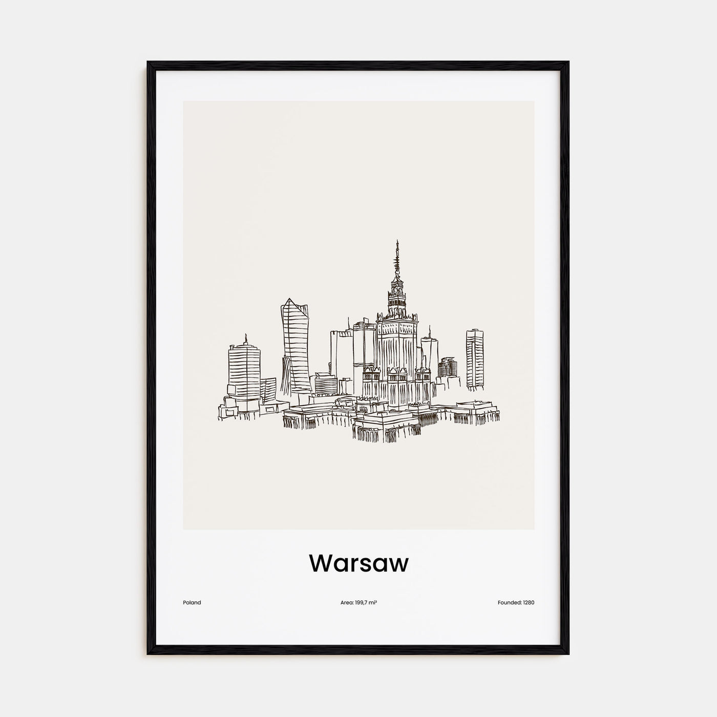 Warsaw Drawn Poster