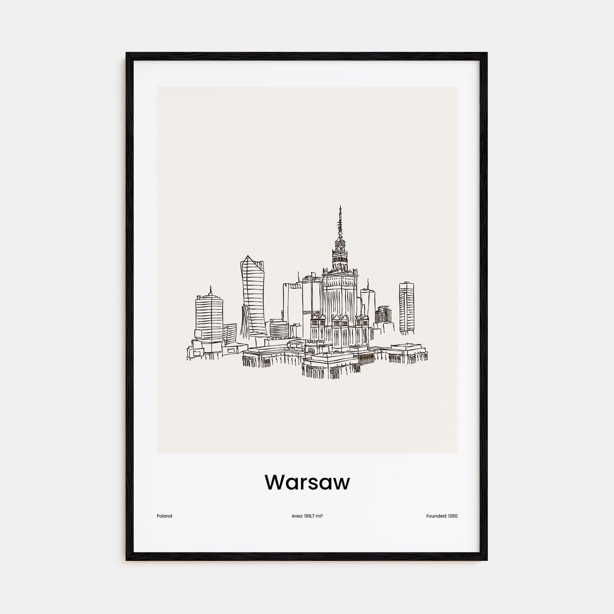 Warsaw Drawn Poster