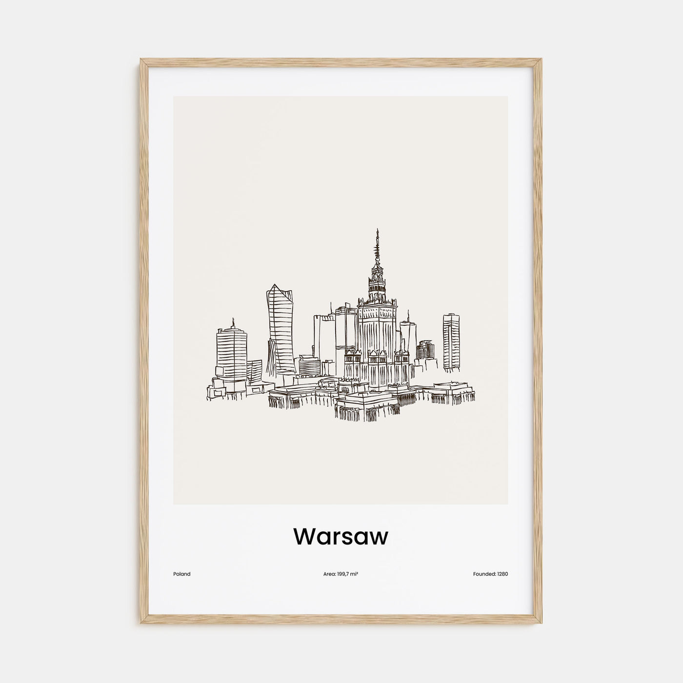 Warsaw Drawn Poster
