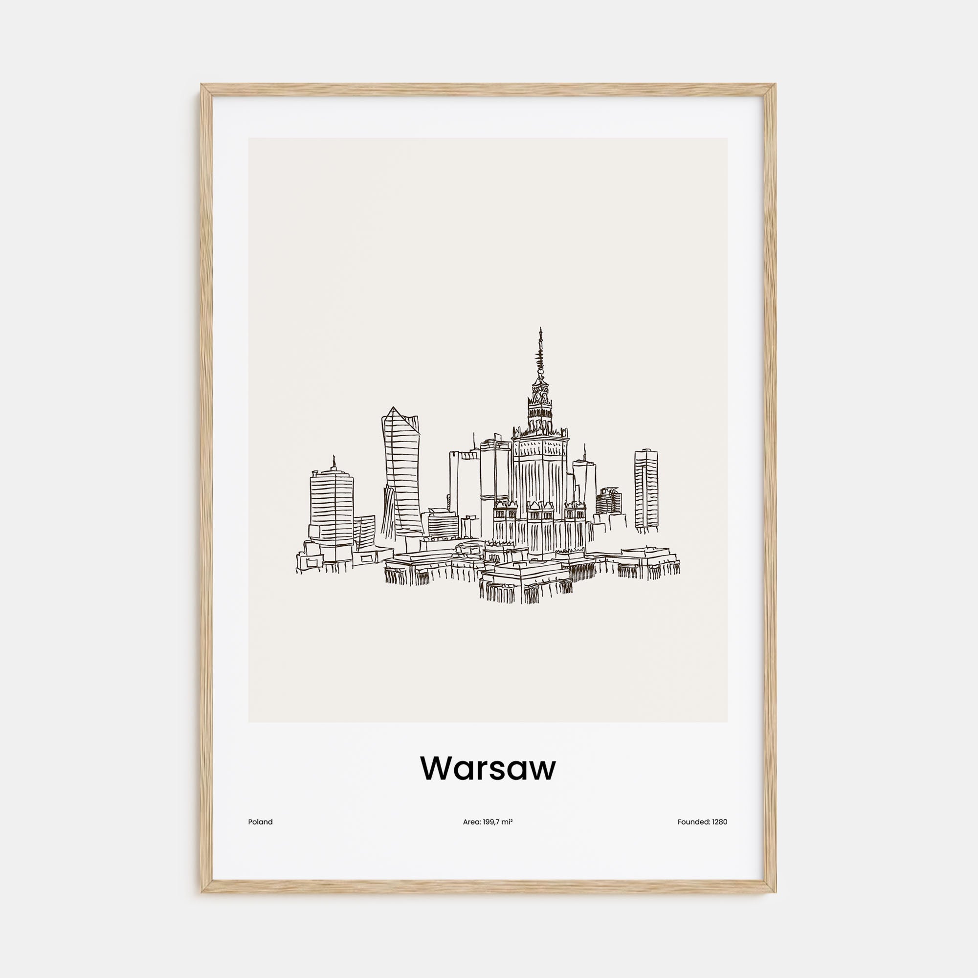 Warsaw Drawn Poster