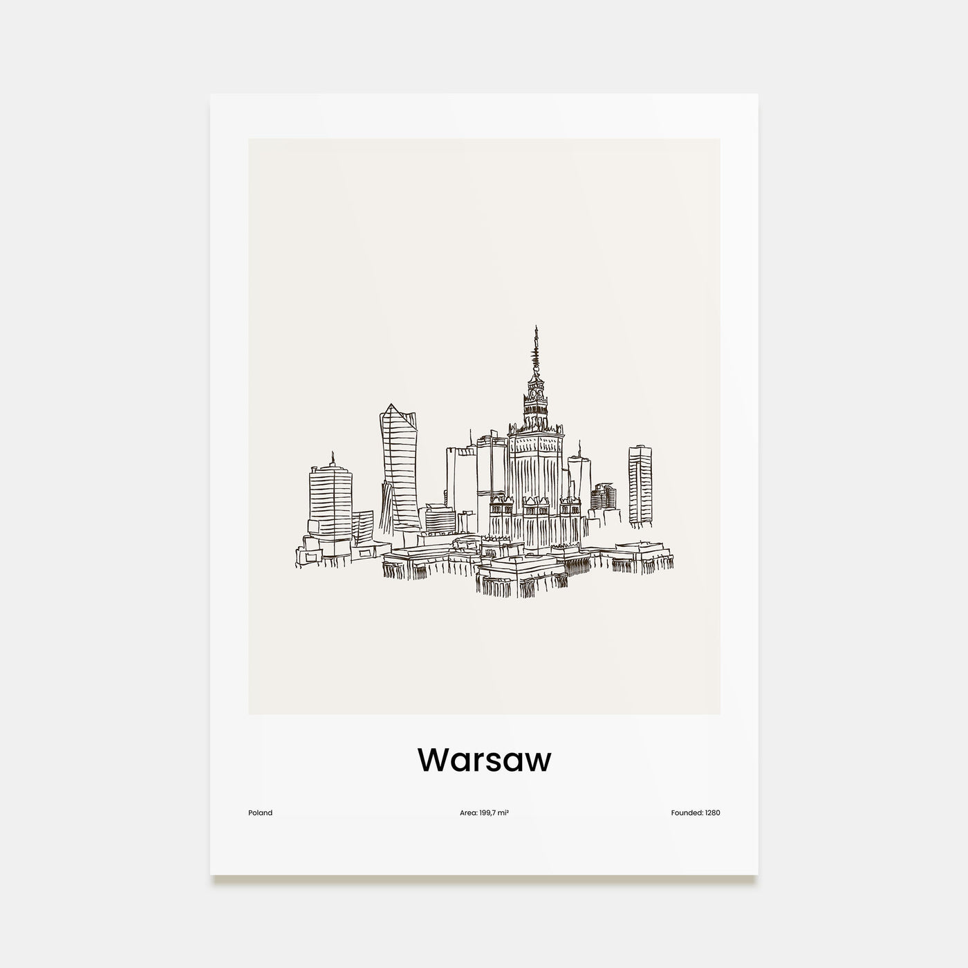 Warsaw Drawn Poster