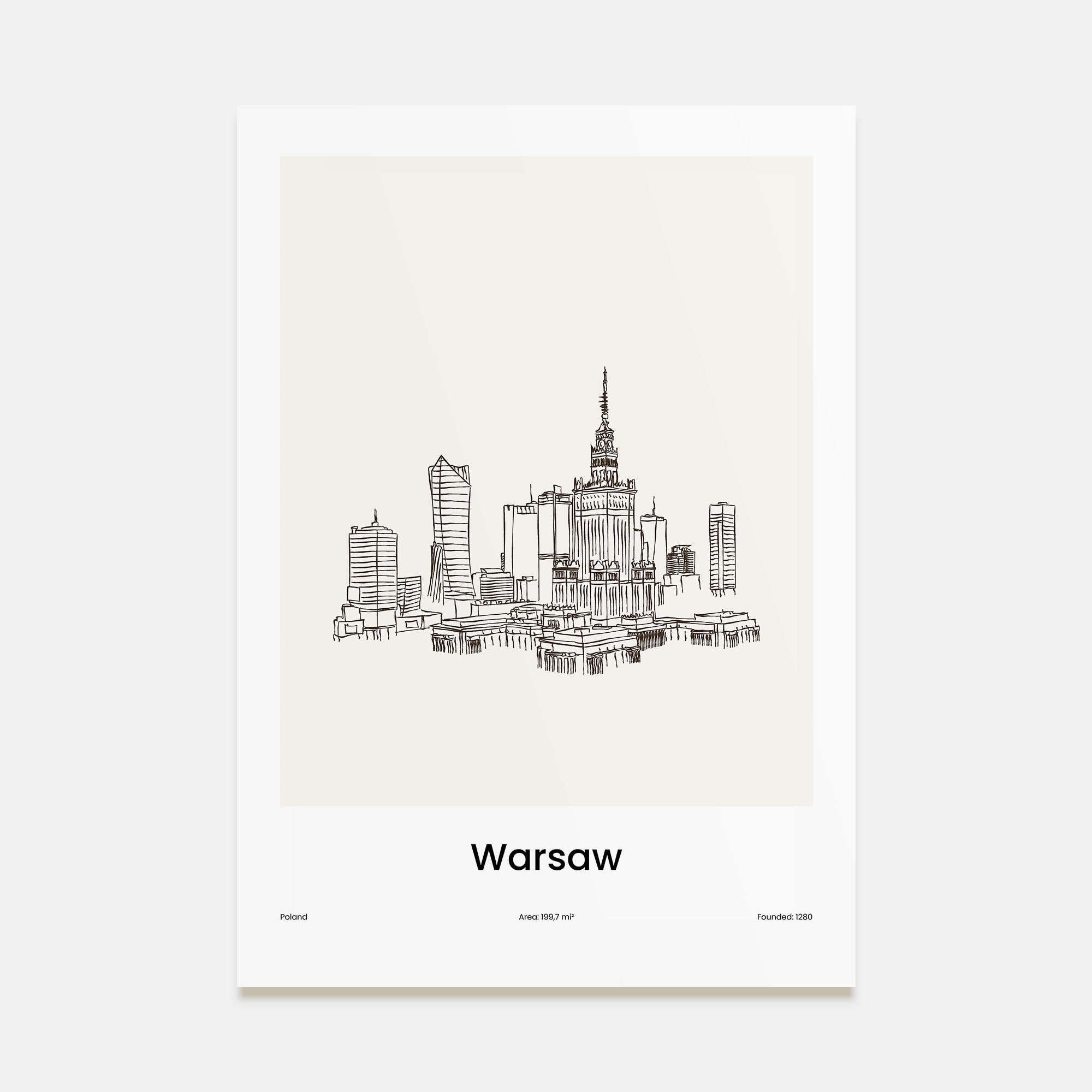 Warsaw Drawn Poster