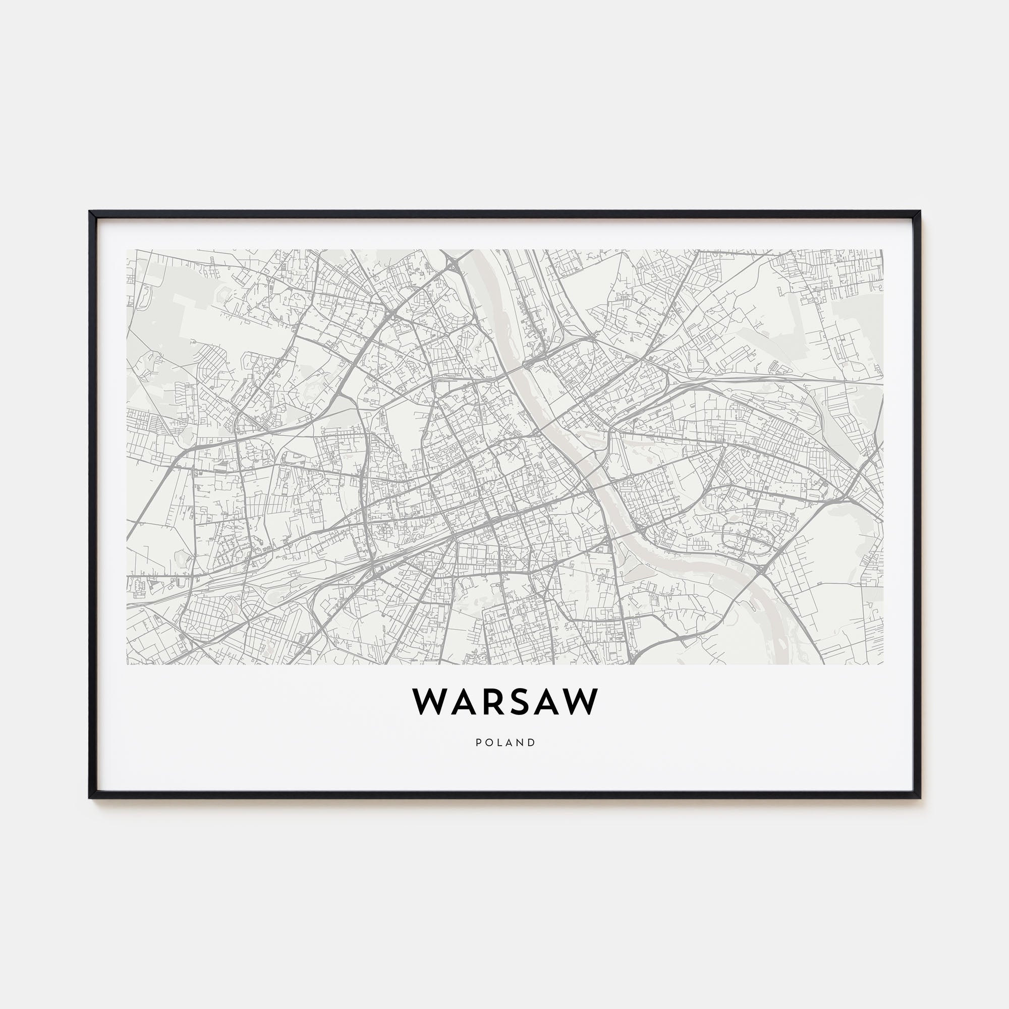 Warsaw Map Landscape Poster