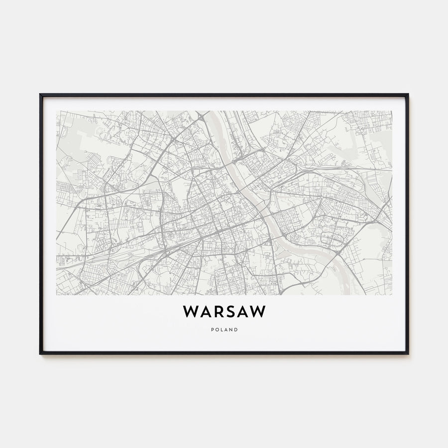 Warsaw Map Landscape Poster