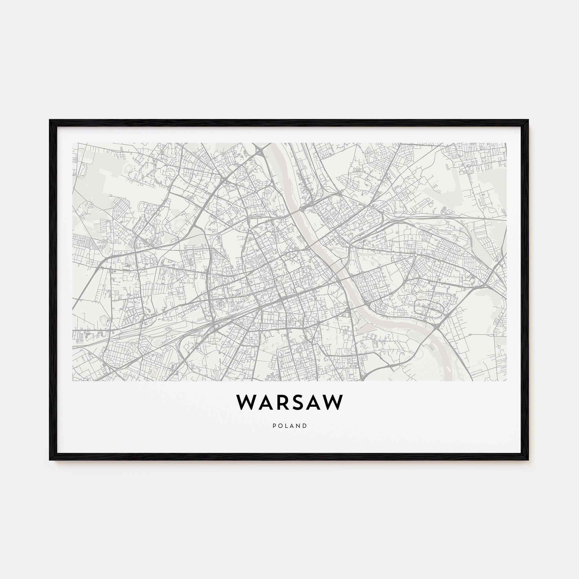 Warsaw Map Landscape Poster
