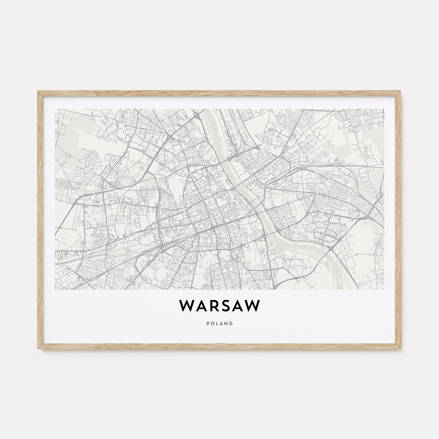 Warsaw Map Landscape Poster