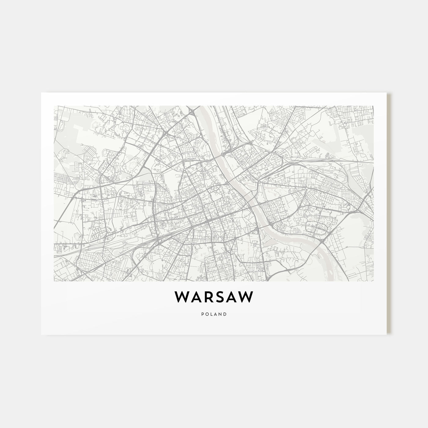Warsaw Map Landscape Poster