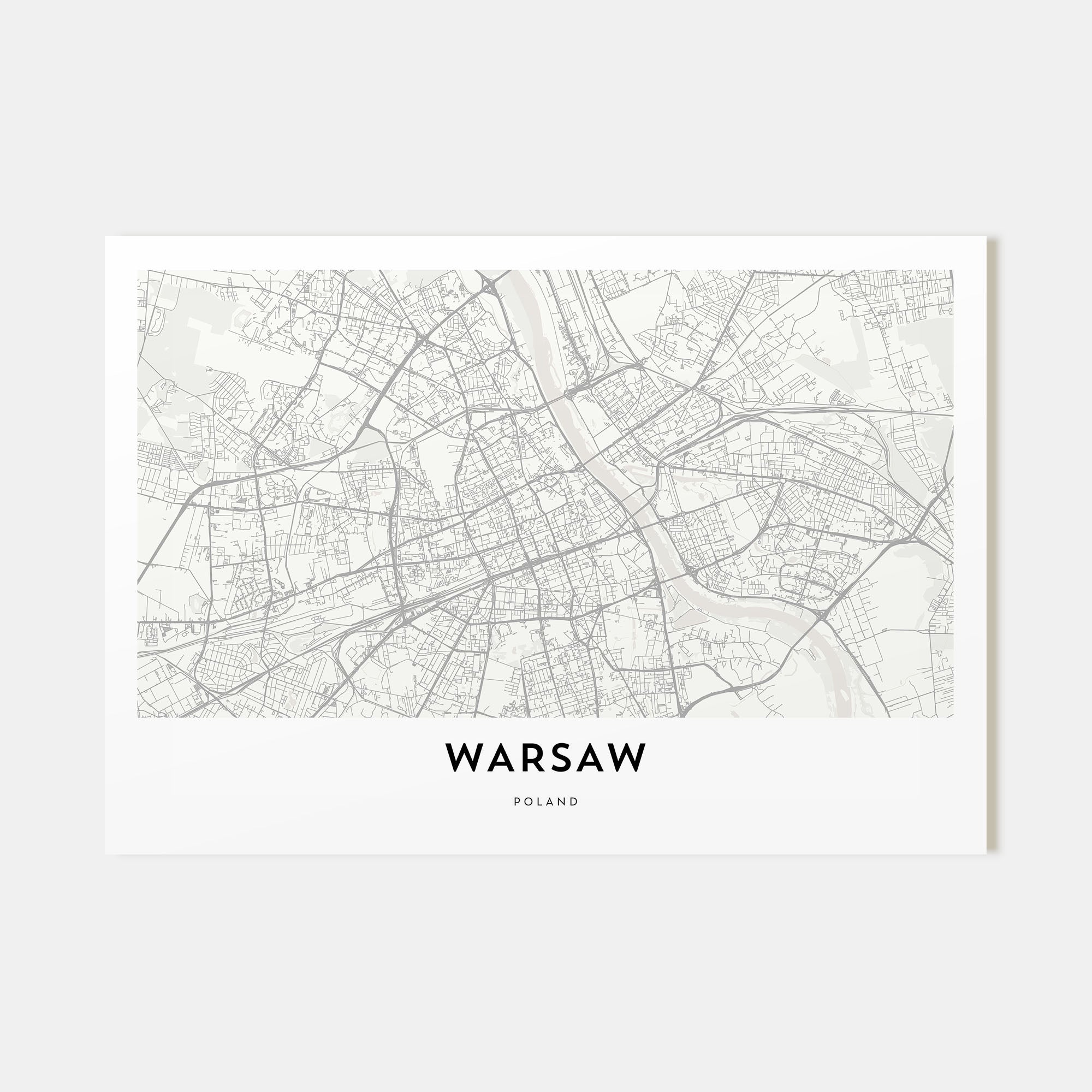 Warsaw Map Landscape Poster