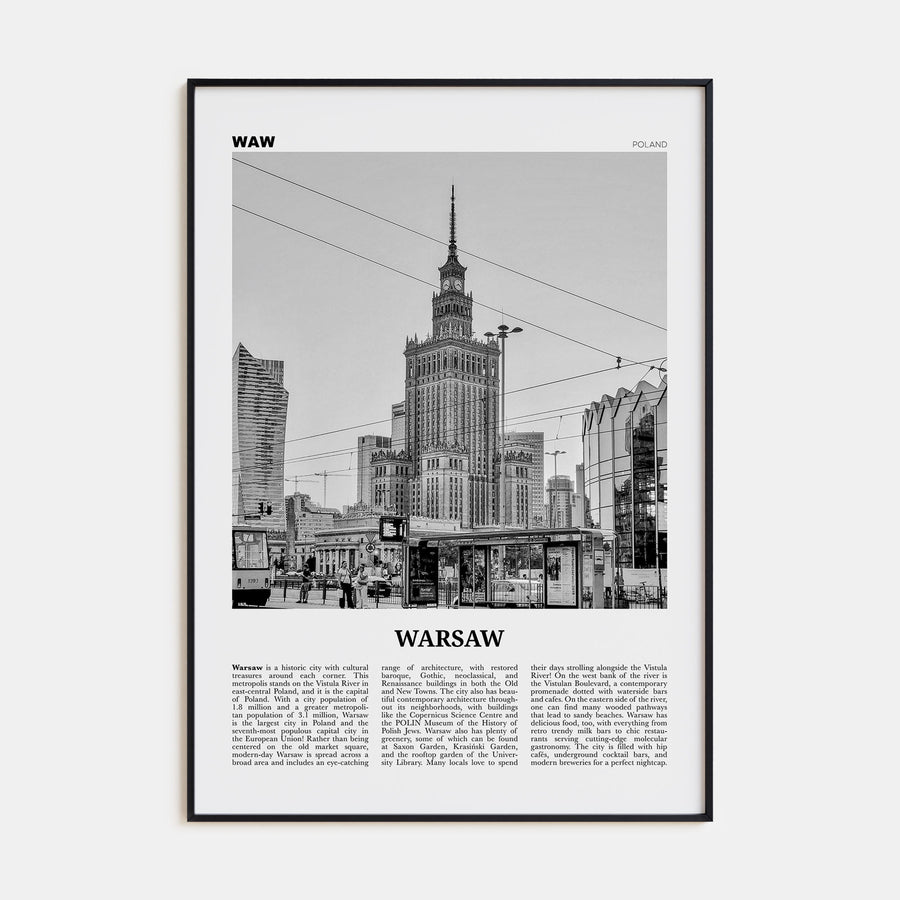 Warsaw Travel B&W Poster