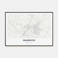 Warwick Map Landscape Poster