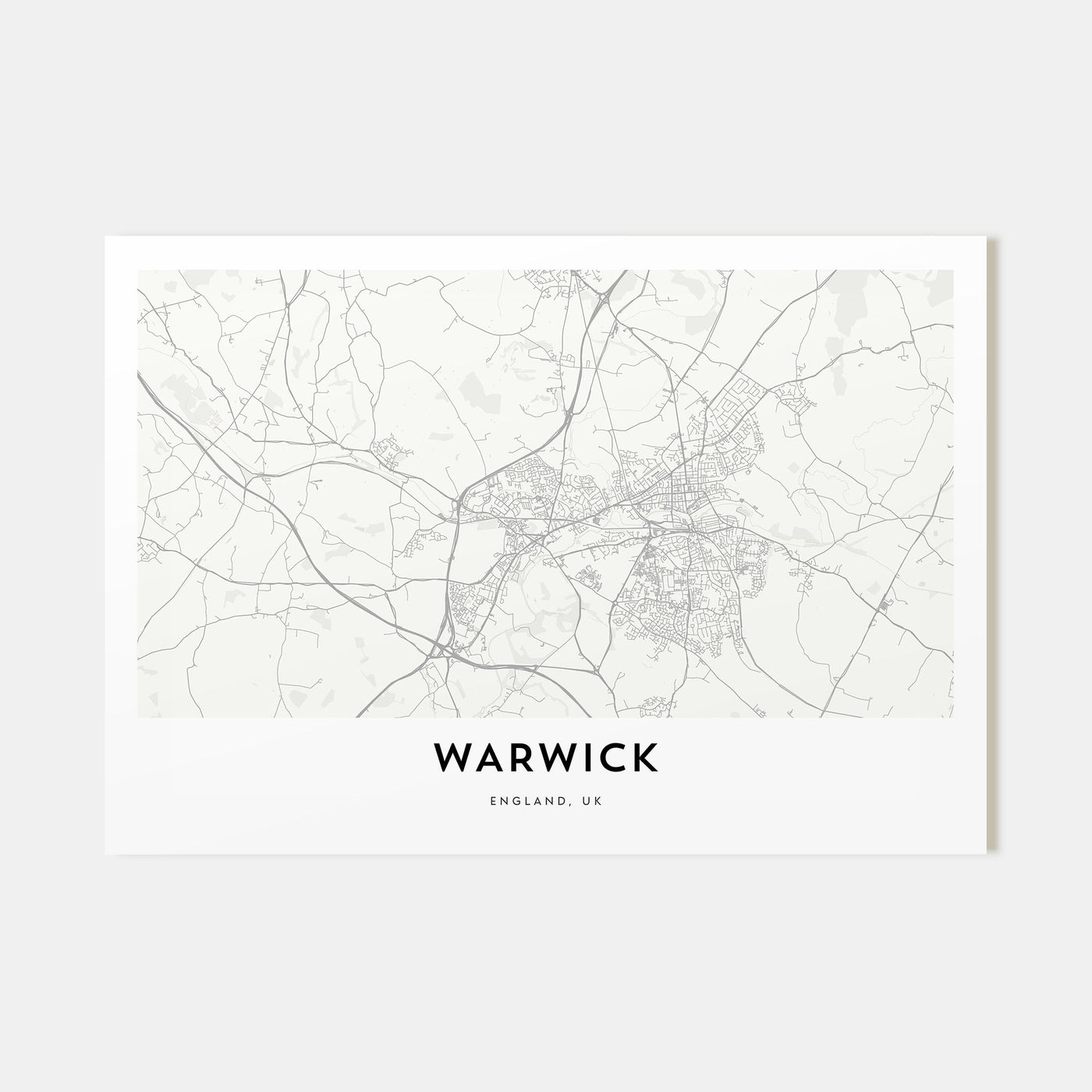 Warwick Map Landscape Poster
