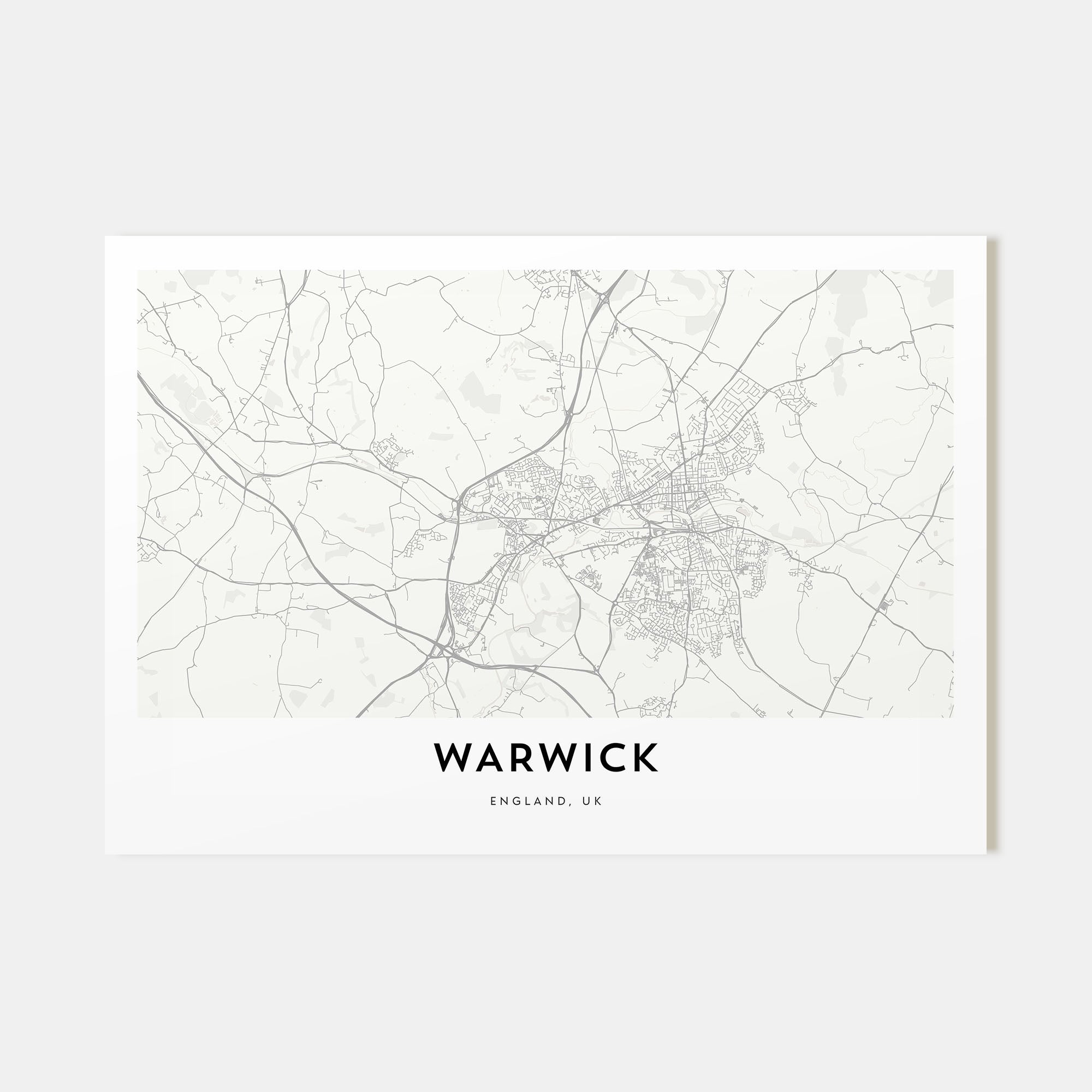 Warwick Map Landscape Poster