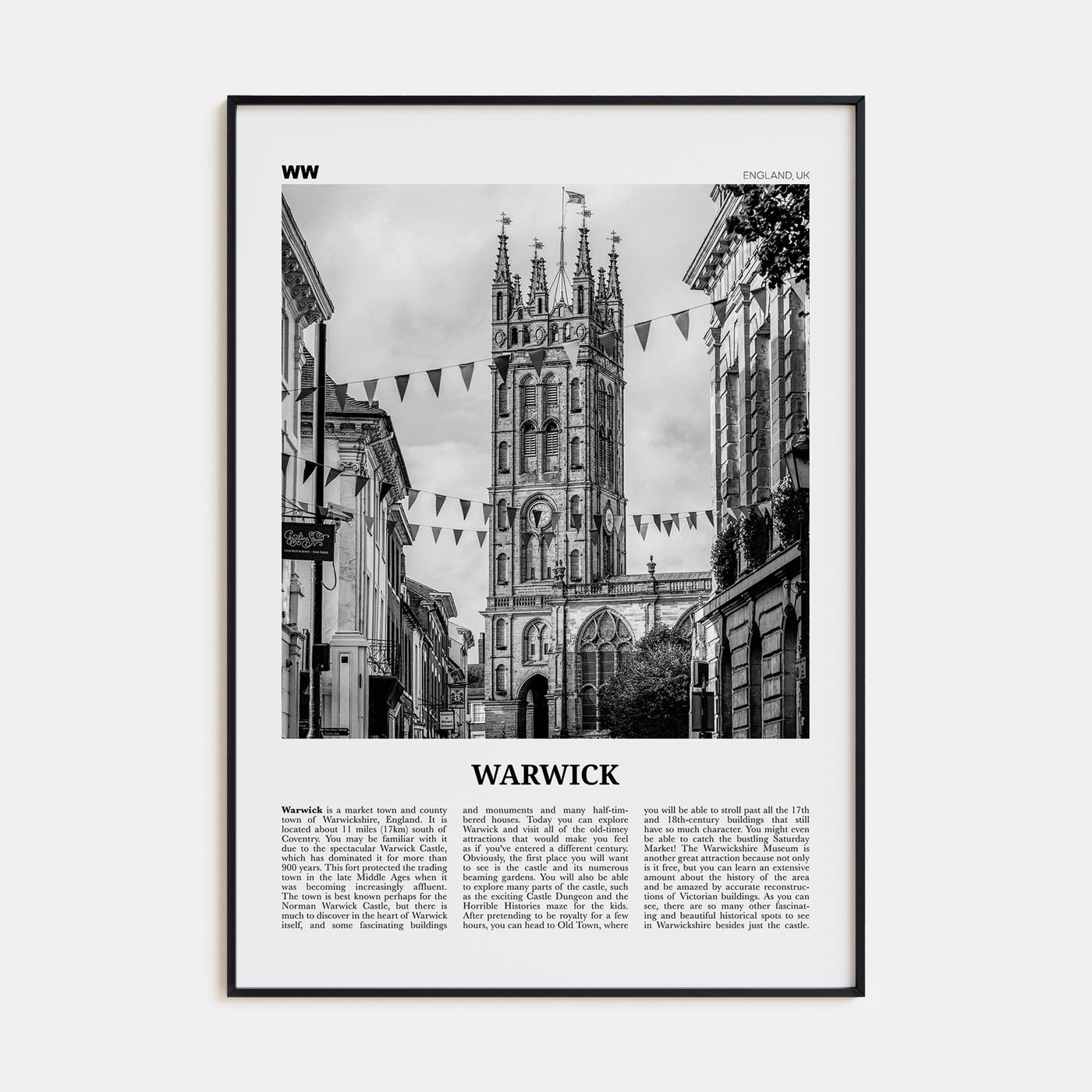 Warwick Travel B&W Poster