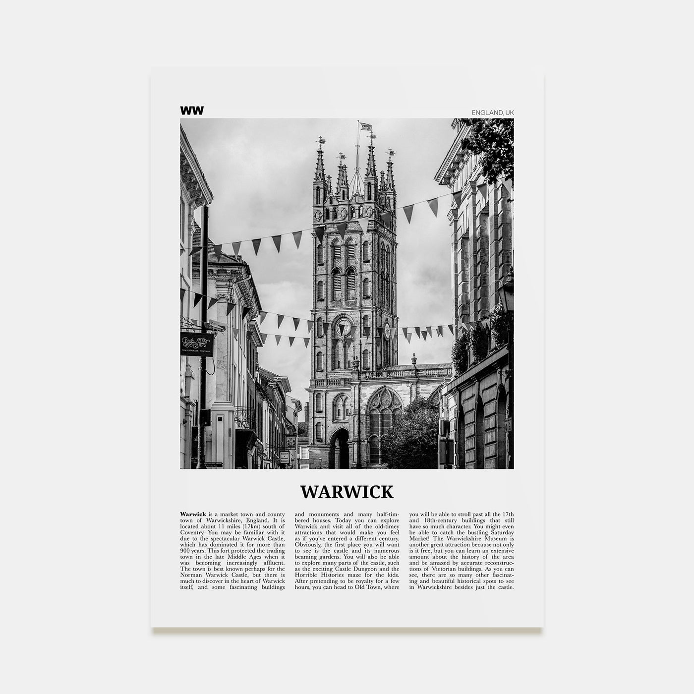 Warwick Travel B&W Poster