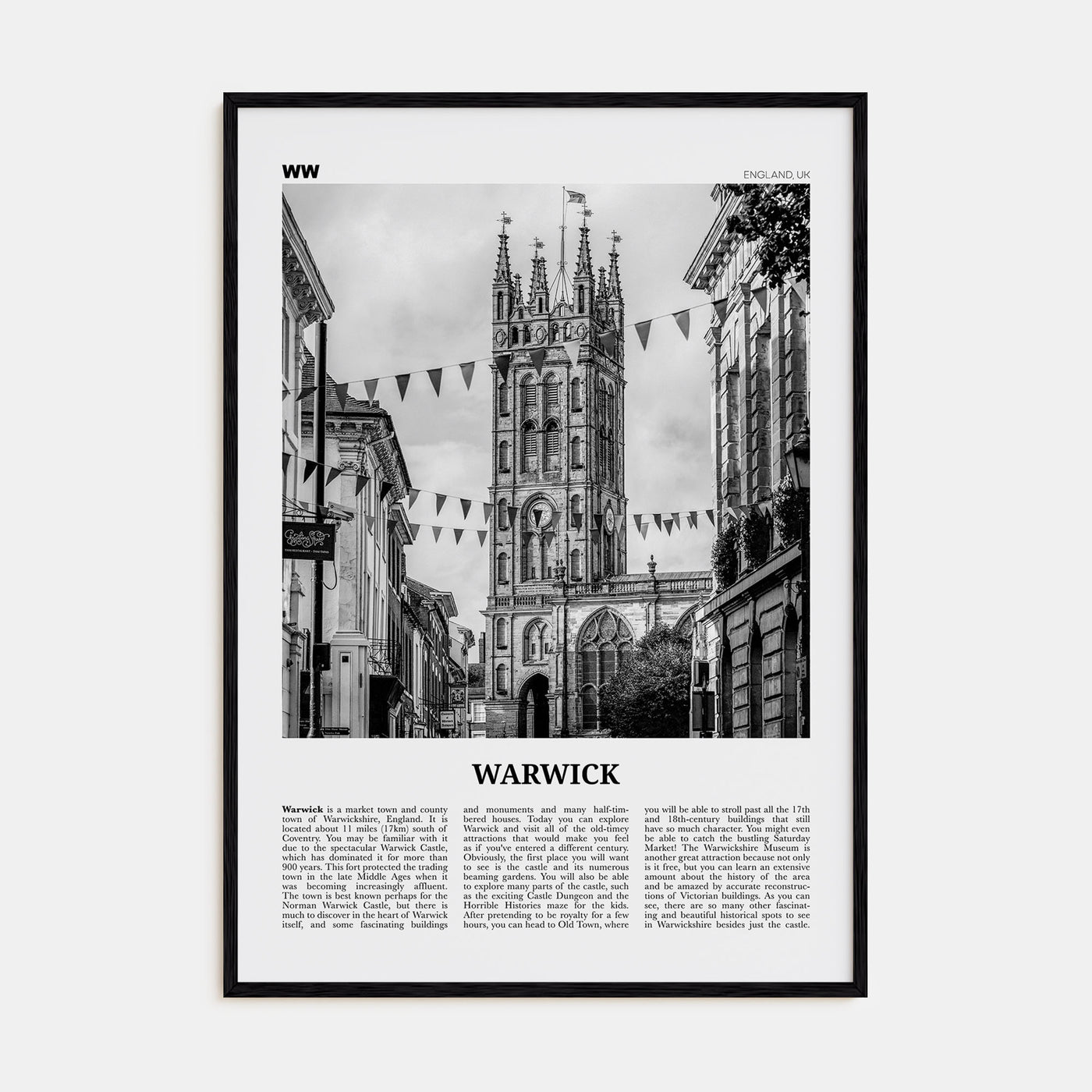 Warwick Travel B&W Poster