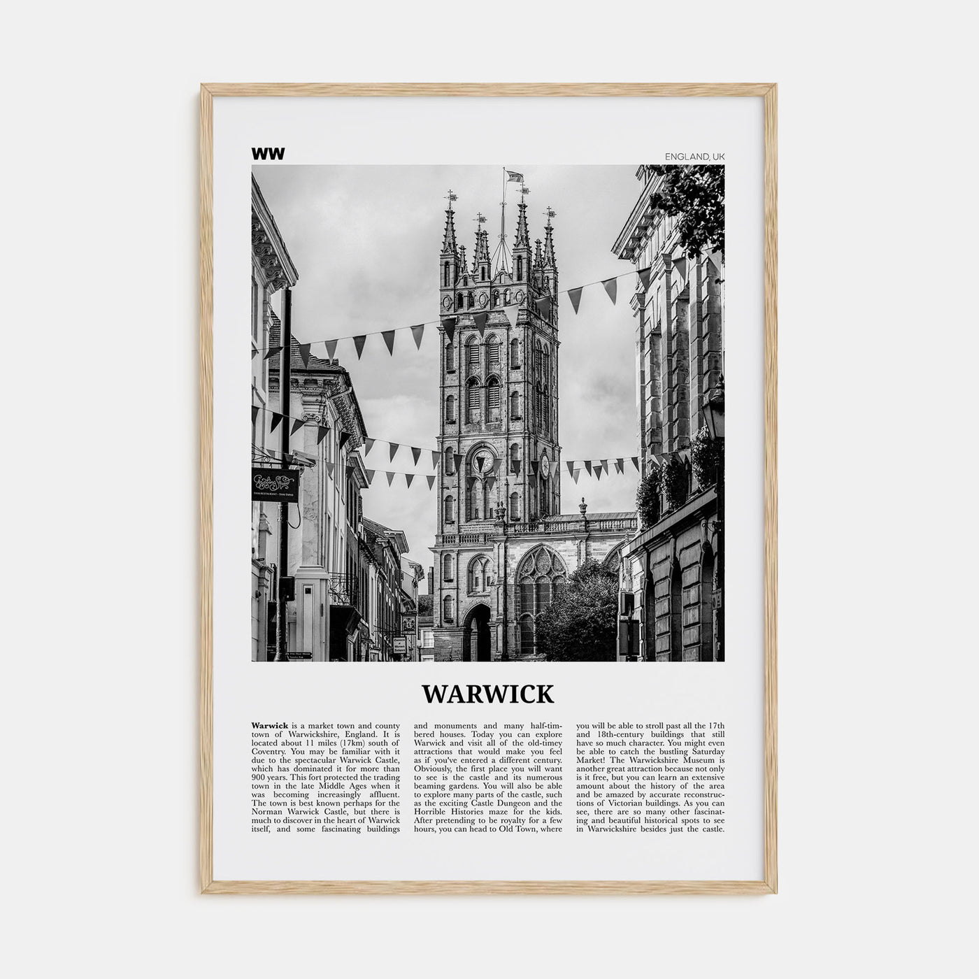 Warwick Travel B&W Poster