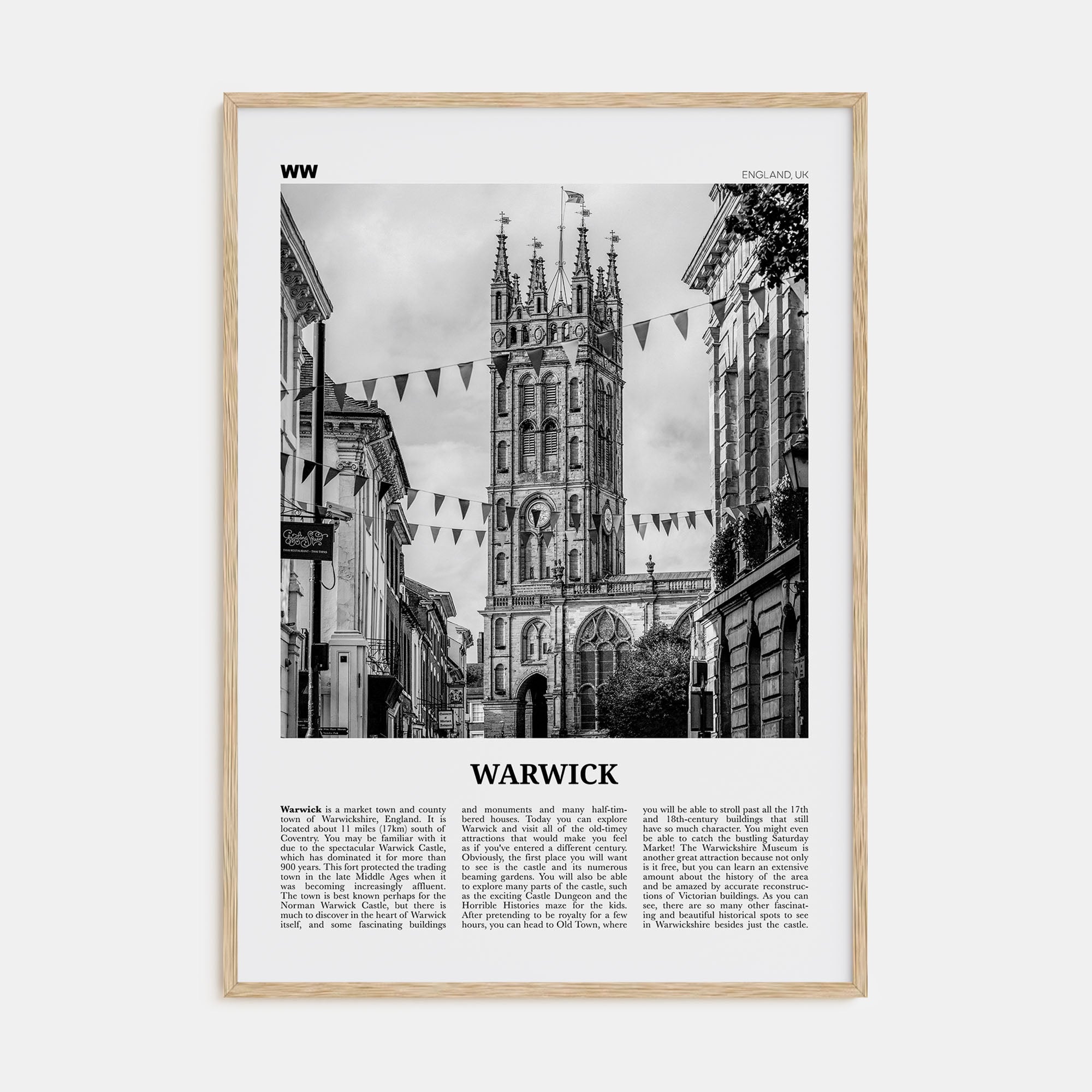 Warwick Travel B&W Poster