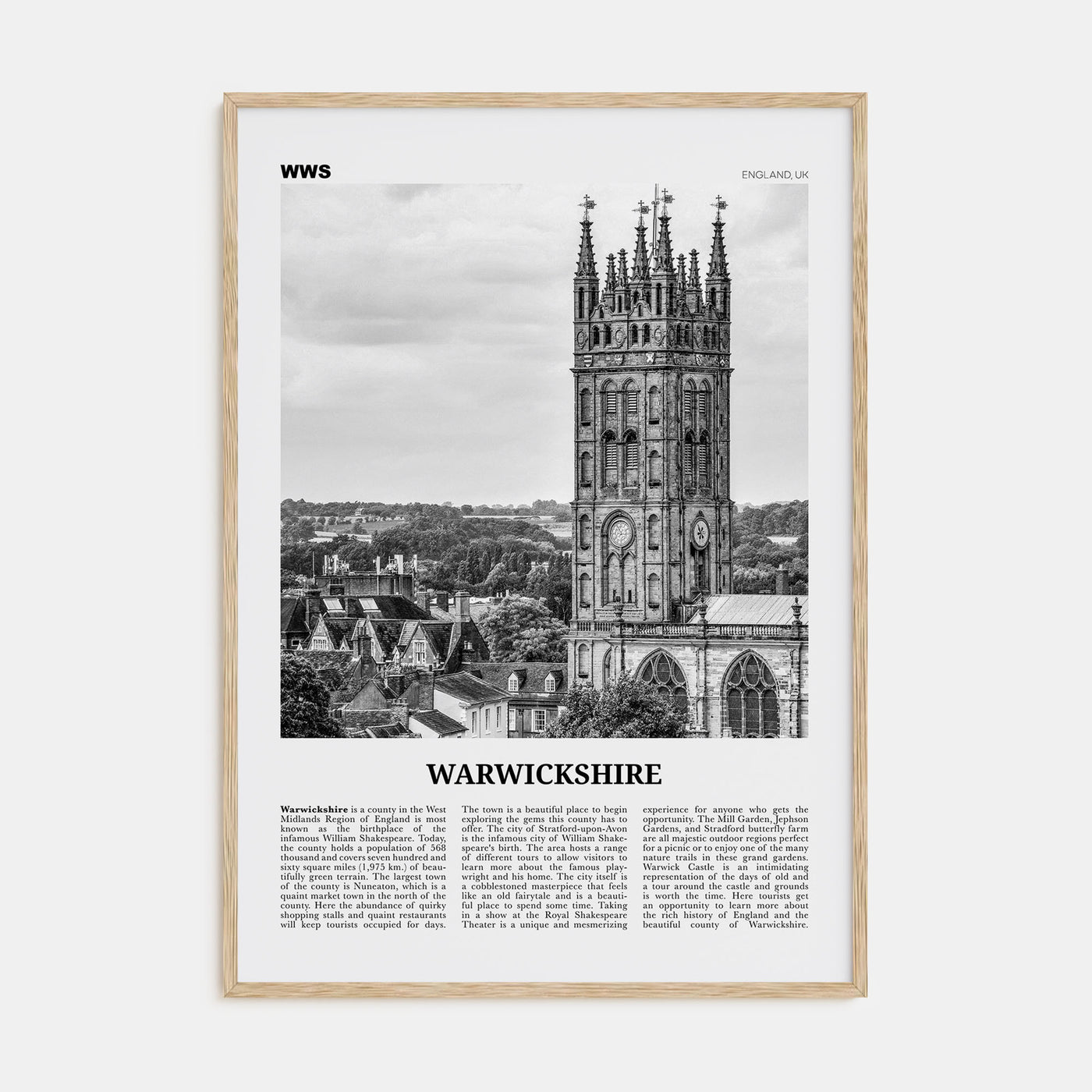 Warwickshire Travel B&W Poster