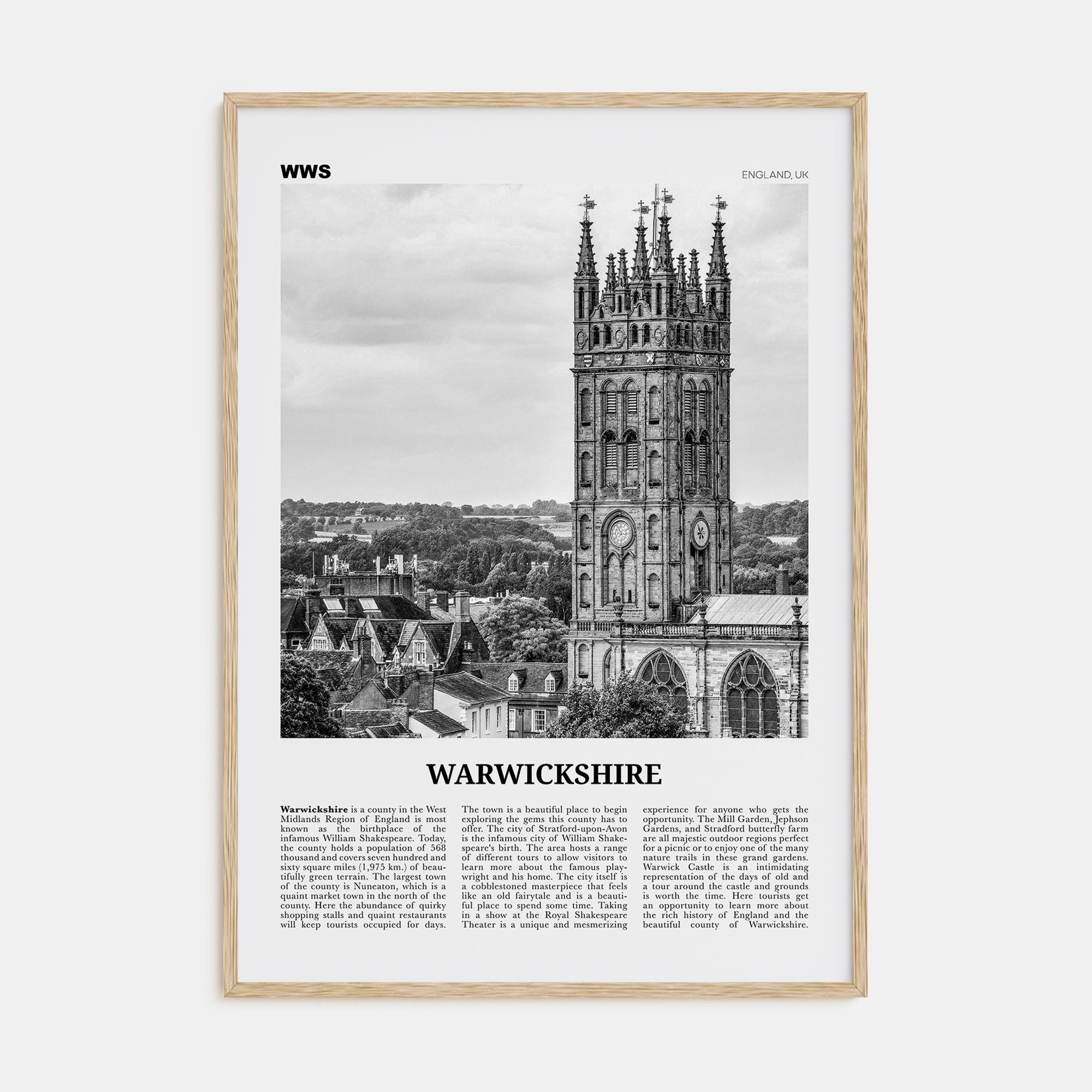 Warwickshire Travel B&W Poster