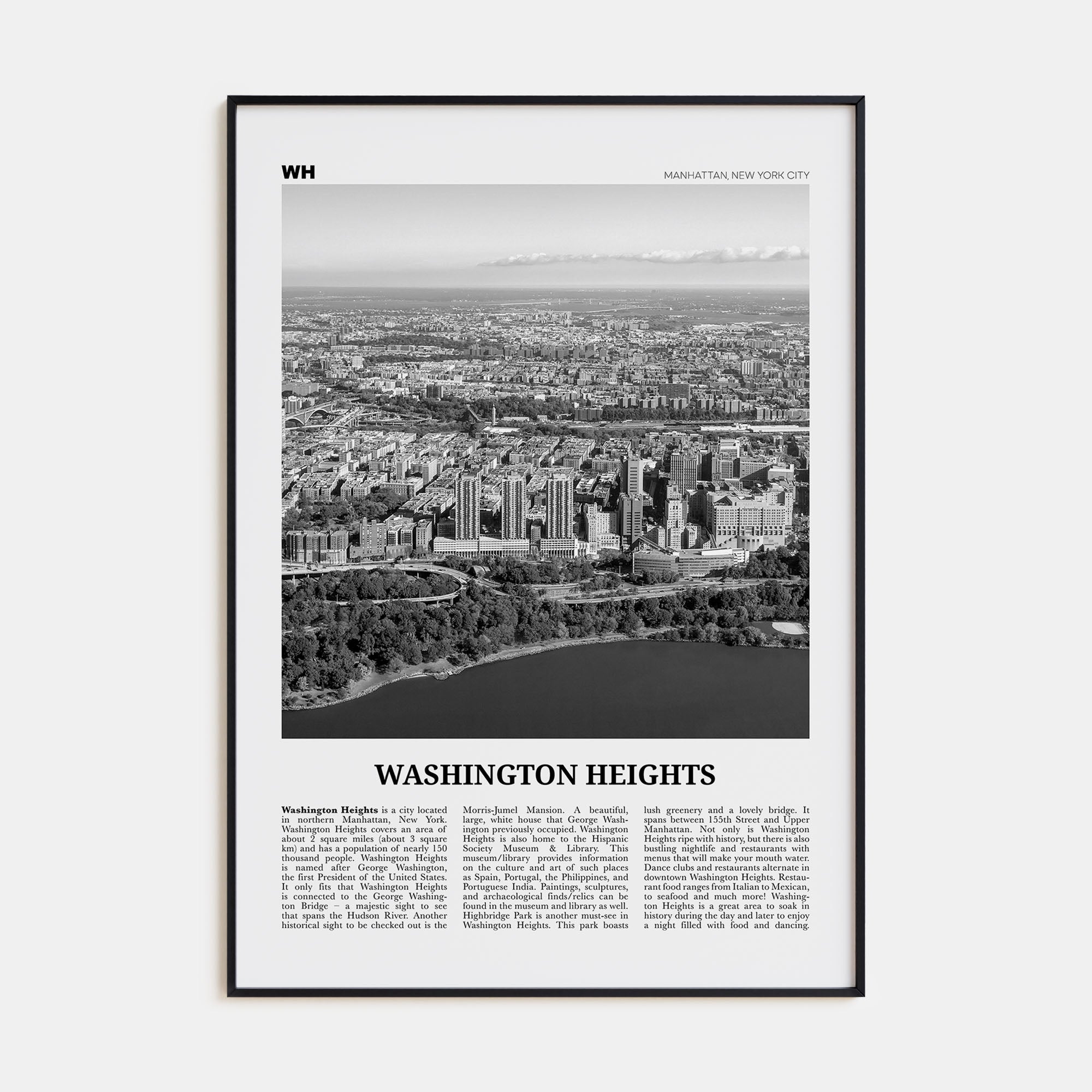 Washington Heights Travel B&W Poster